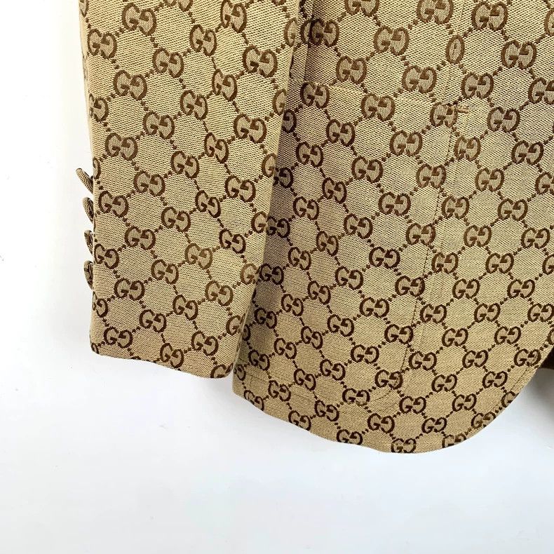 Gucci Gucci Brown logo printed full-printed cotton suit jacket 25 Size US S / EU 44-46 / 1 - 4 Thumbnail
