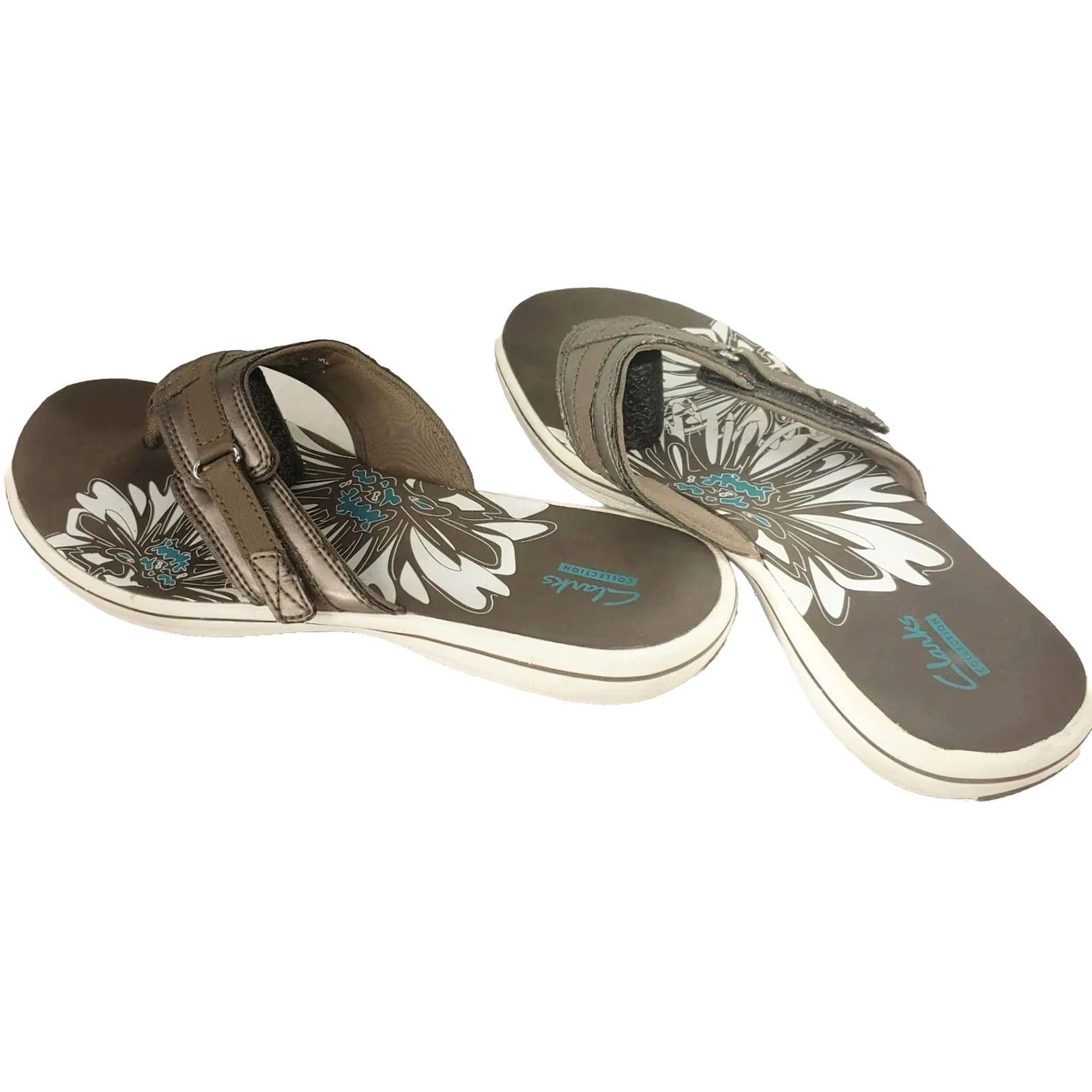 Clarks Clarks Brinkley Soft Thong Sandals Women's 10M Gray Metallic Adjustable Strap Casual Sandal Size US 10 / IT 40 - 6 Thumbnail