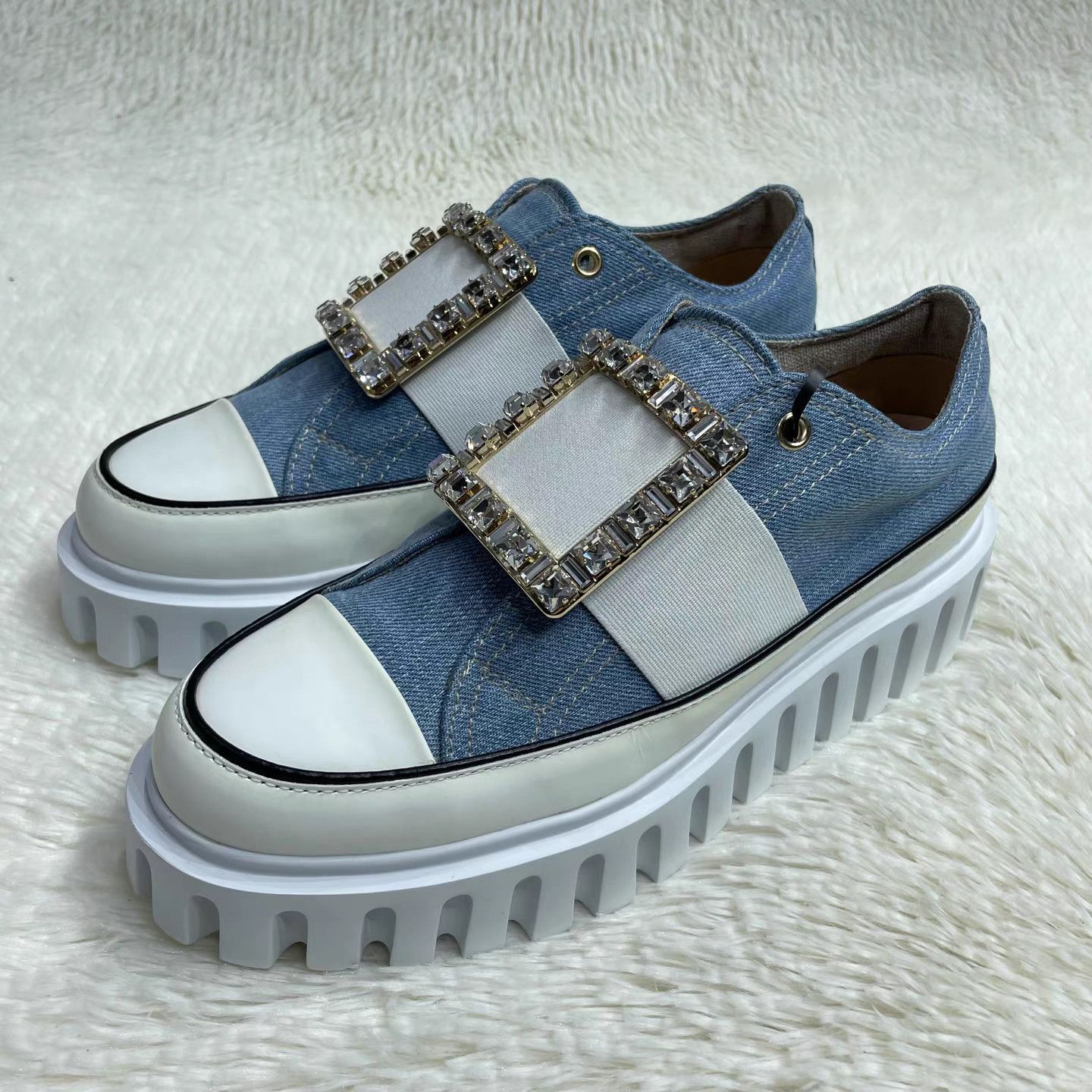 Roger Vivier Roger Vivier Denim Platform Sneakers K15 Size US 9 / IT 39 - 1 Thumbnail