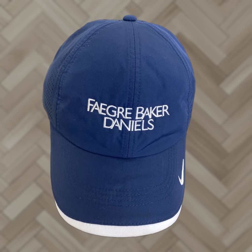Nike Nike Golf Baseball Cap Adjustable One Size Blue Faegre Baker Daniels Logo Unisex Adults Size ONE SIZE - 1 Thumbnail