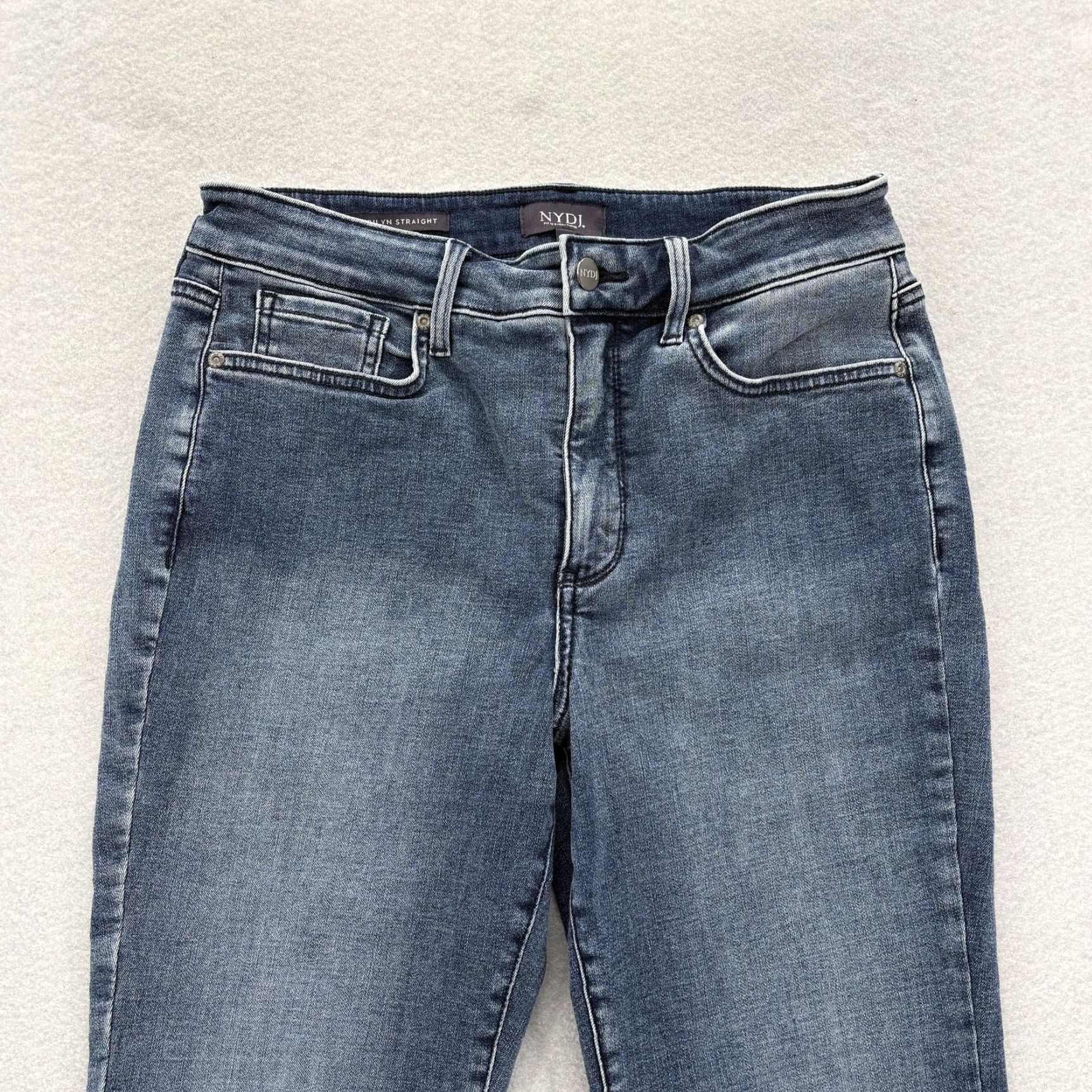NYDJ NYDJ Jeans Womens 10P Petite Blue Straight High Rise Lift Tuck Stretch Denim Size 32" / US 10 / IT 46 - 2 Thumbnail