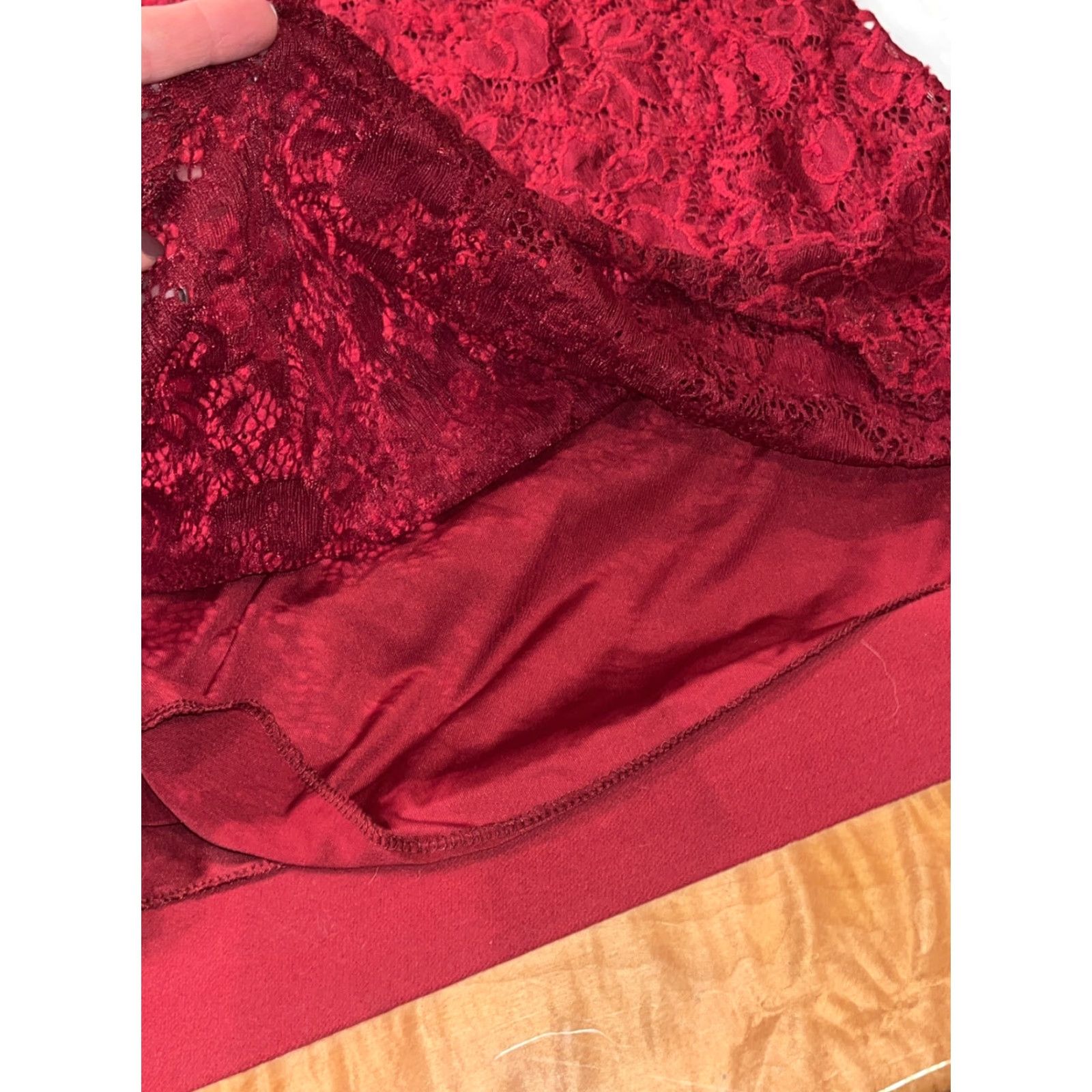 Vintage Ours Red Lace Dress Off Shoulder 3/4 Sleeve Knee Length M Women Dress Size M / US 6-8 / IT 42-44 - 7 Thumbnail