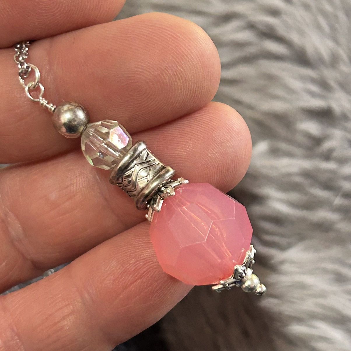 Handmade Handcrafted faceted crystal vintage lucite pendant necklace Size ONE SIZE - 1 Thumbnail