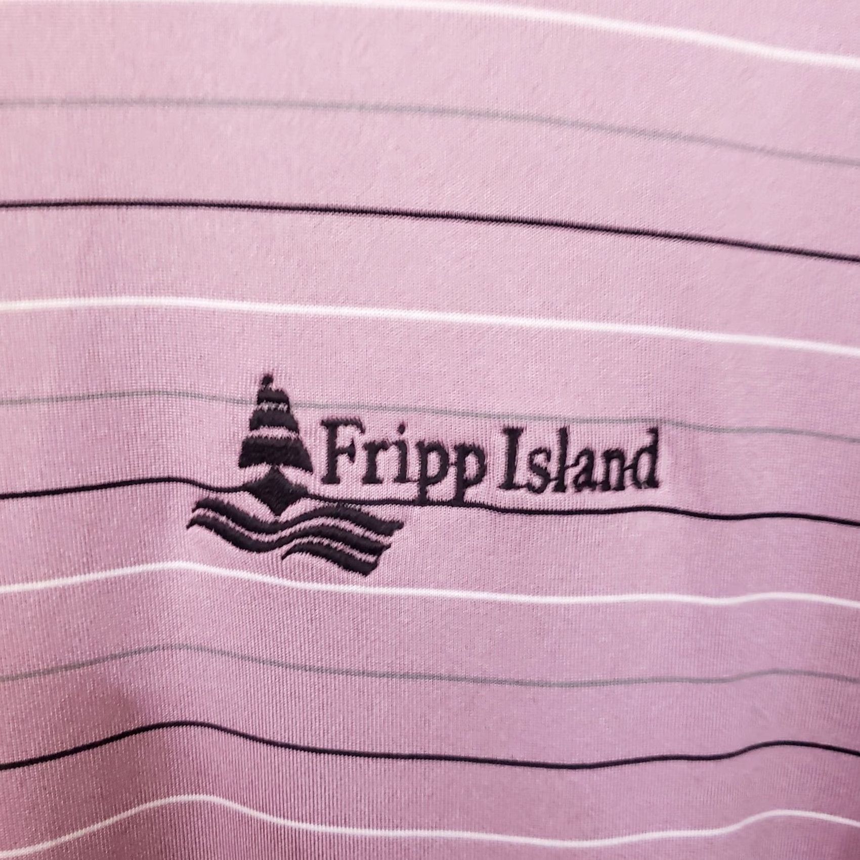 Vintage Byron Nelson Dri Way Men's Polo 2XL Lavender Striped Fripp Island Logo Golf Shirt Size US XXL / EU 58 / 5 - 6 Thumbnail