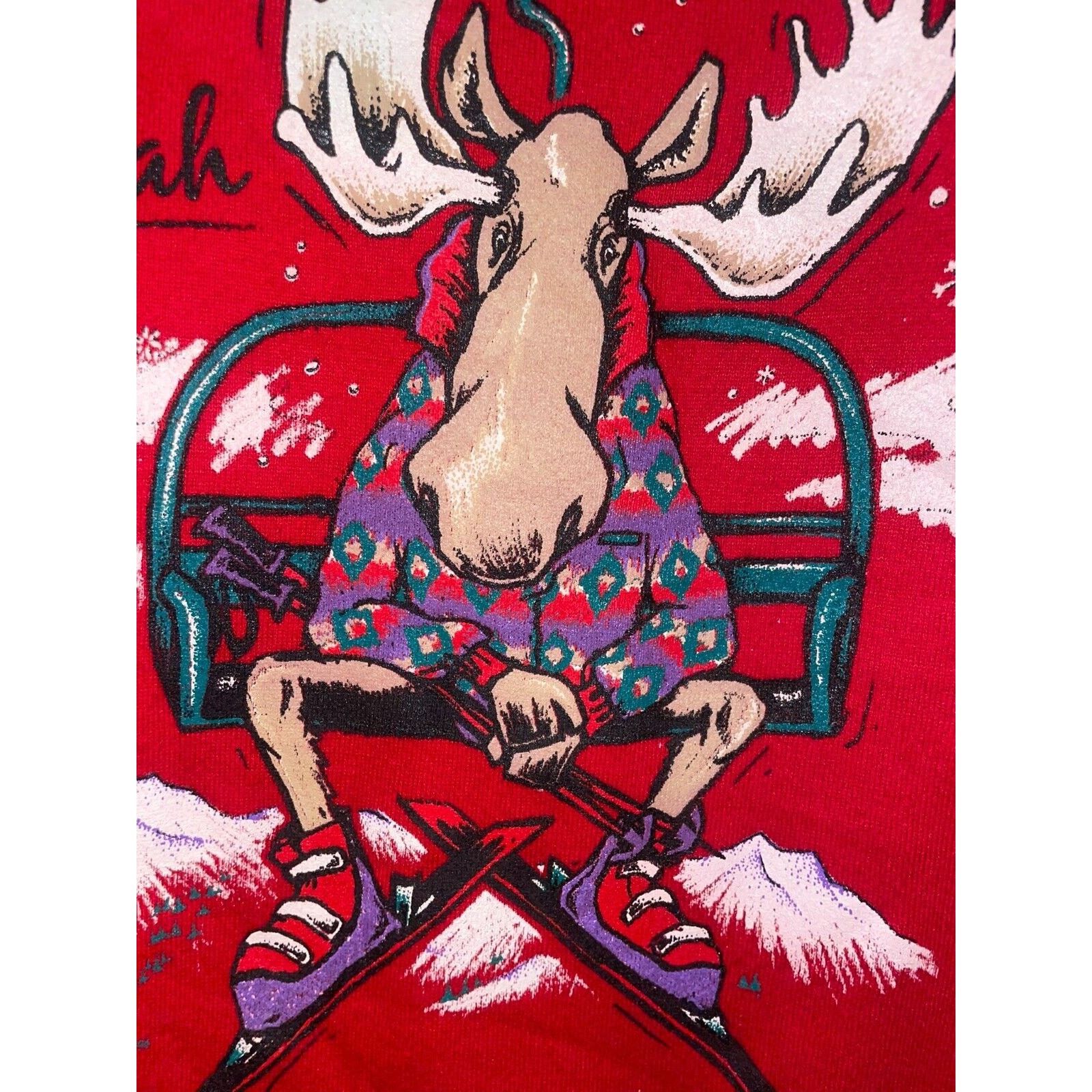 Jerzees Vintage Skiing Sweatshirt Crewneck Utah Skiing Moose VTG 90s Size US M / EU 48-50 / 2 - 5 Thumbnail