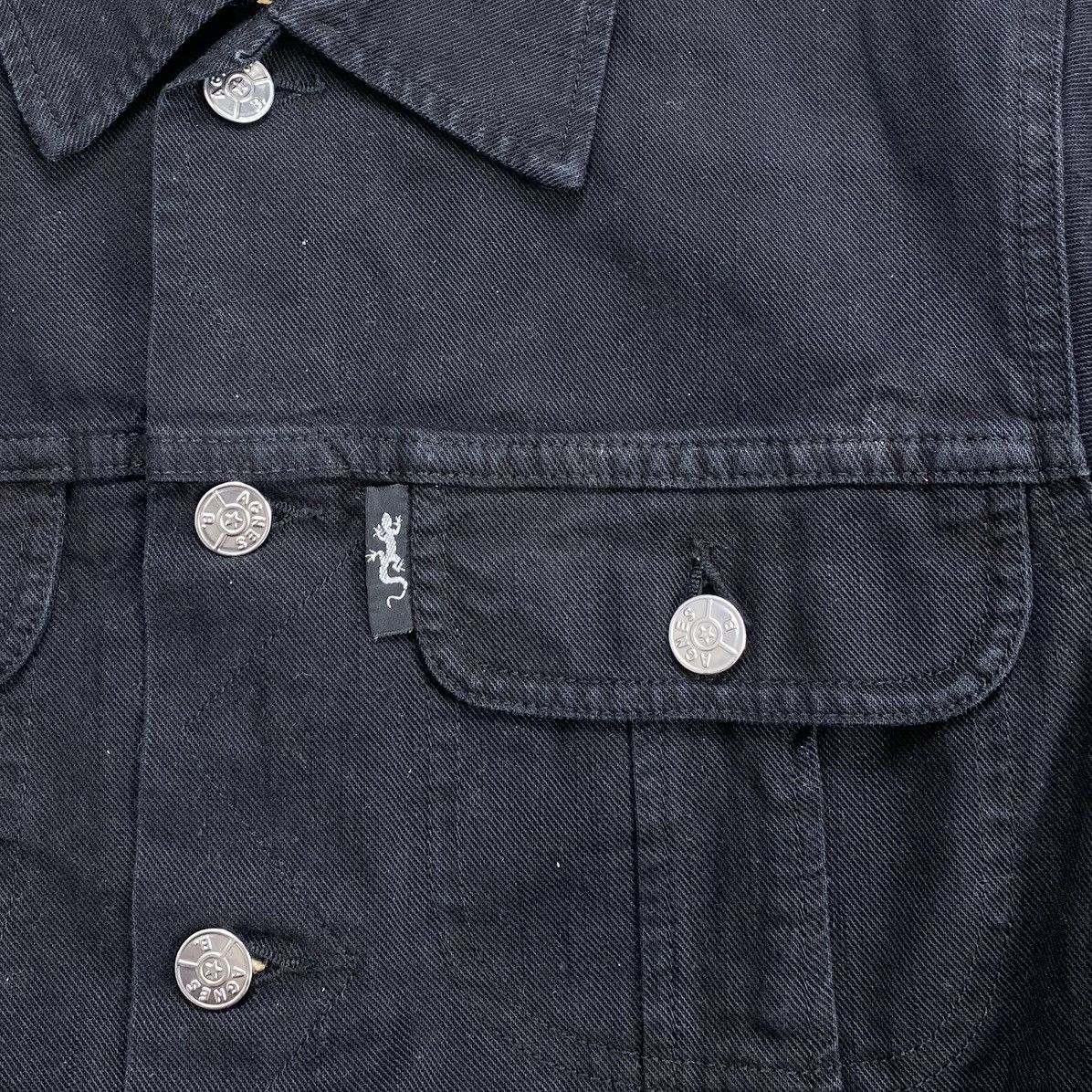 agnes b. Vintage 90's Agnes B Homme Black Denim Jacket Small Luxury Size US S / EU 44-46 / 1 - 7 Thumbnail