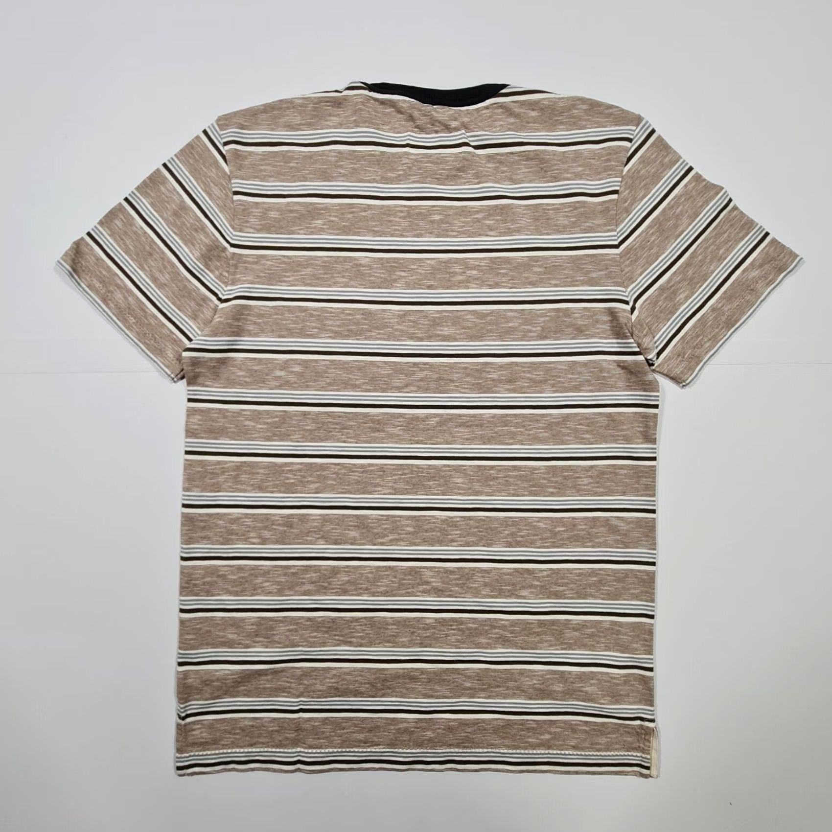 Albam albam Mens T Shirt Brown XS Striped Short Sleeve Crew Neck 100% Cotton Tee Top Logo Size US XS / EU 42 / 0 - 7 Thumbnail