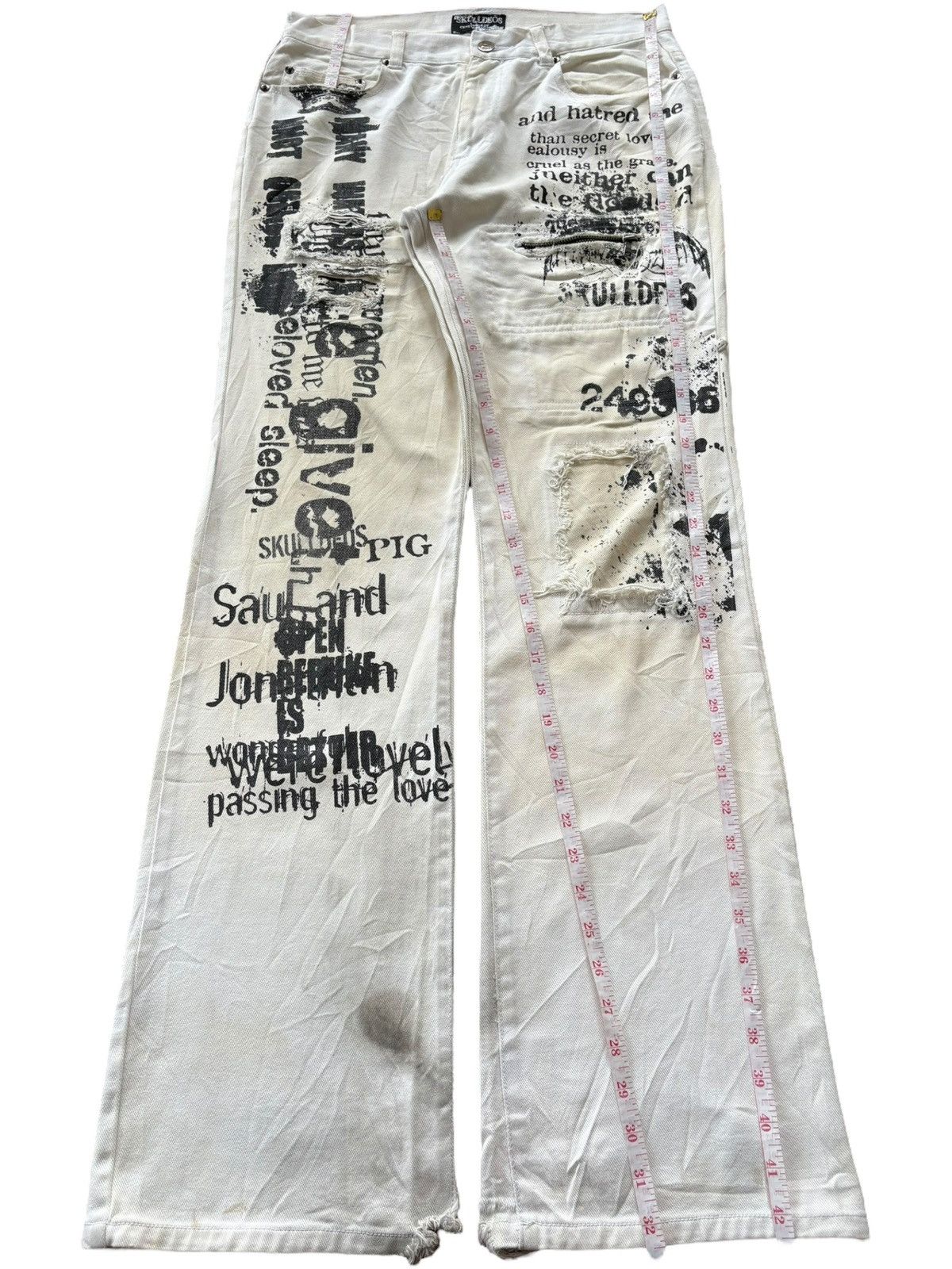 If Six Was Nine Vintage Japanese Brand Metal Punk Distress Flare Jeans Size 30" / US 8 / IT 44 - 7 Thumbnail