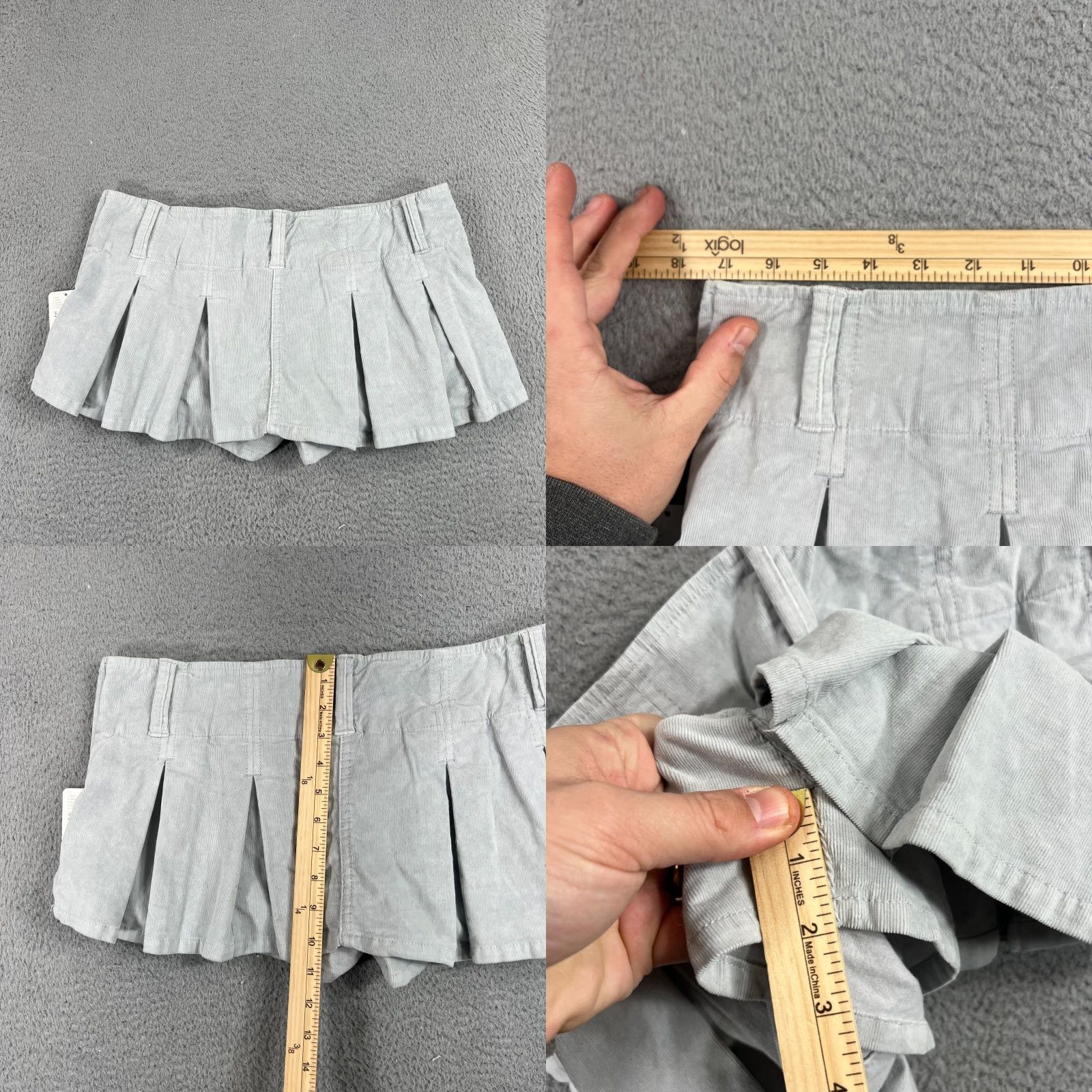 Free People Free People Corduroy Mini Skirt Women's 2 Blue Gray Ruffle Hem Boho NWT Size 26" / US 2 / IT 38 - 8 Thumbnail