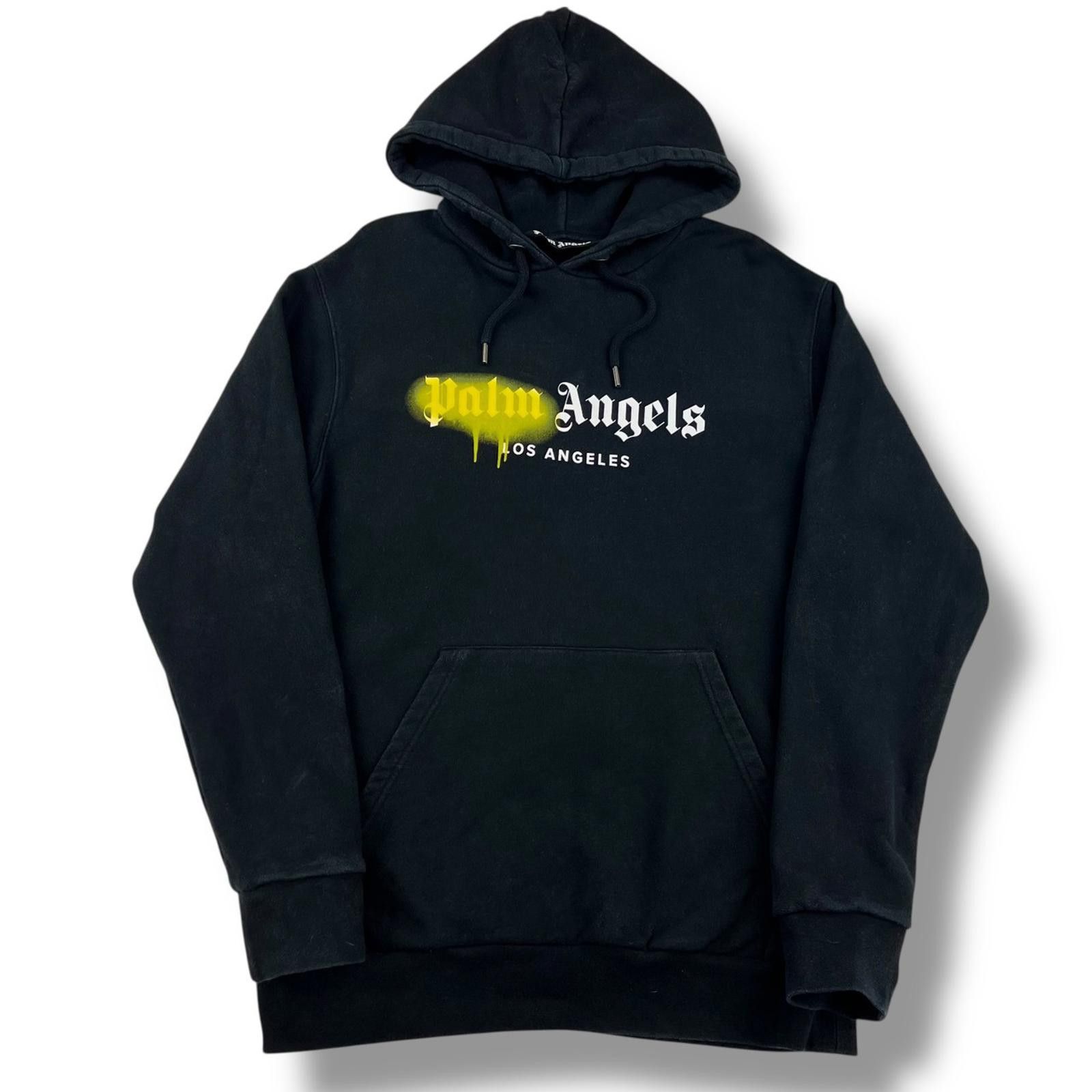 Palm Angels Palm Angels Yellow Spray Logo Black Hoodie Size US M / EU 48-50 / 2 - 2 Thumbnail