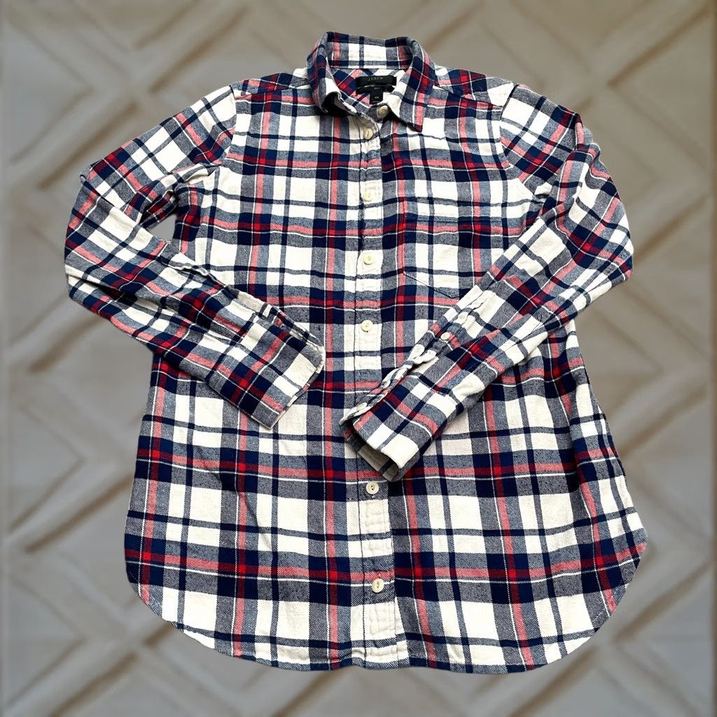 J.Crew J.CREW Button-Up Shirt Womens 00 Boy Fit Plaid Flannel Cotton Multicolor Casual Shirt Size XXS / US 00 / IT 34 - 1 Thumbnail