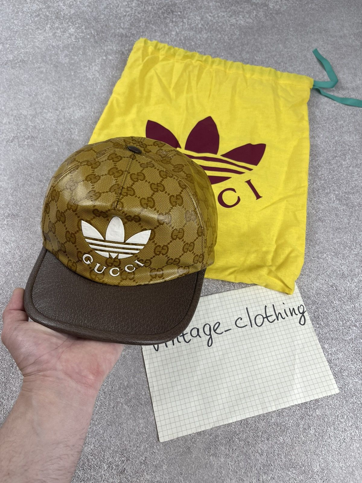 Gucci x Adidas GG Monogram Canvas Leather Baseball Cap