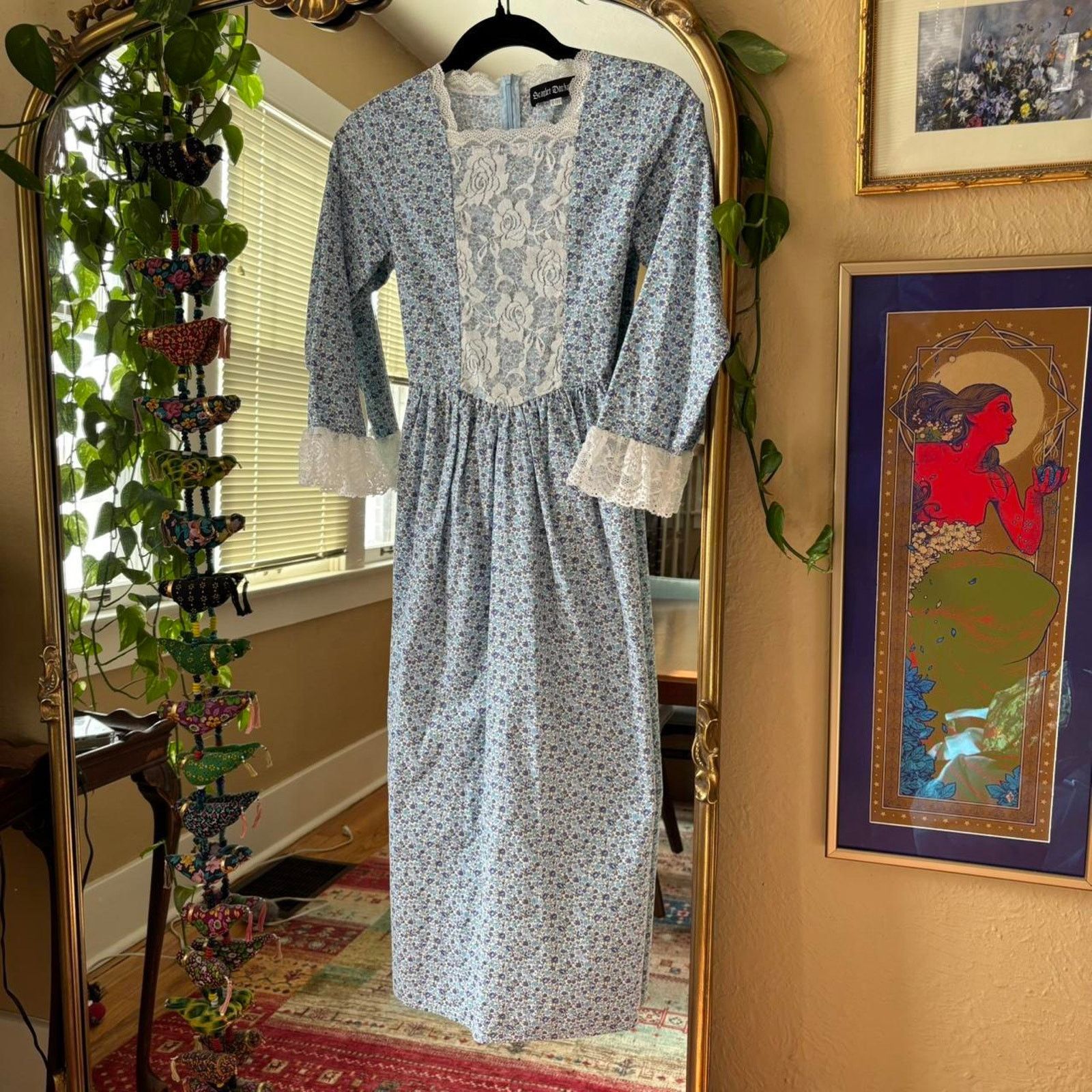 Other Scarlet Darkness Blue Floral Victorian Colonial Dress 12 13 Size XXS / US 00 / IT 34 - 1 Thumbnail