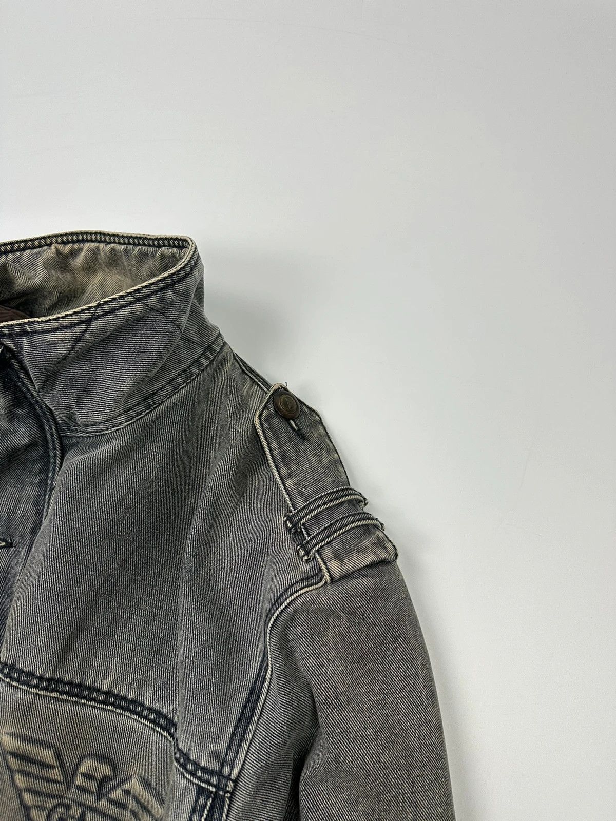 Armani Armani Jeans 90’s Heavy Grey Faded Denim Jacket Coat Size US L / EU 52-54 / 3 - 10 Thumbnail