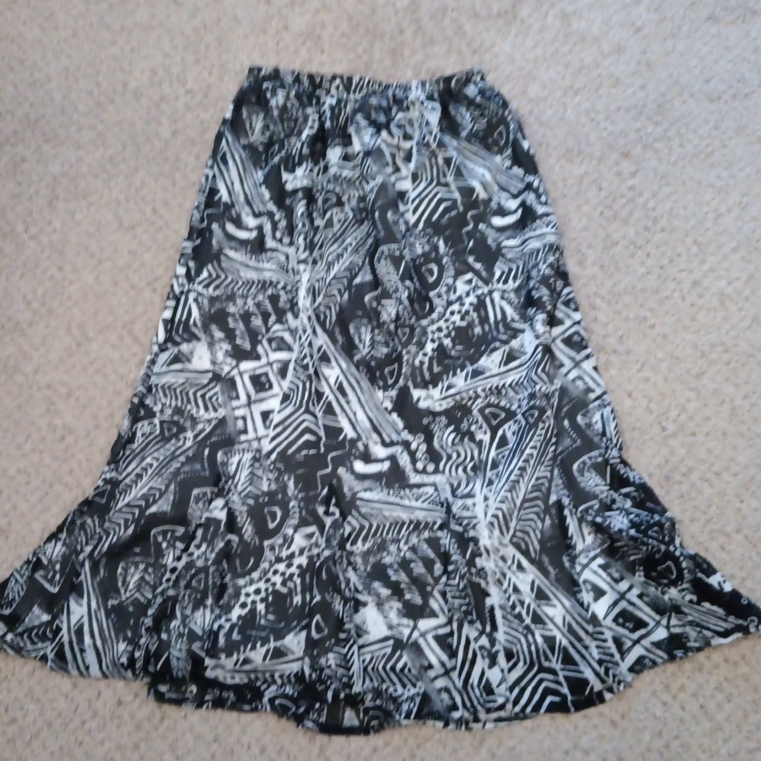 Vintage BonWorth Skirt Long Maxi Gray Geometric Pull On Lined Polyester Small Size 28" / US 6 / IT 42 - 6 Thumbnail