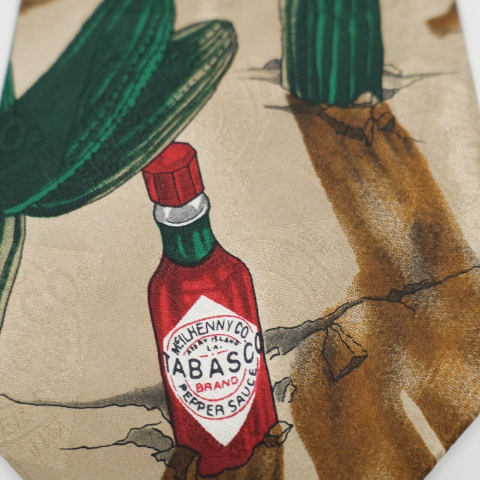 Tabasco Tabasco Tan Western Jacquard Print Wide Silk Tie Size ONE SIZE - 2 Thumbnail
