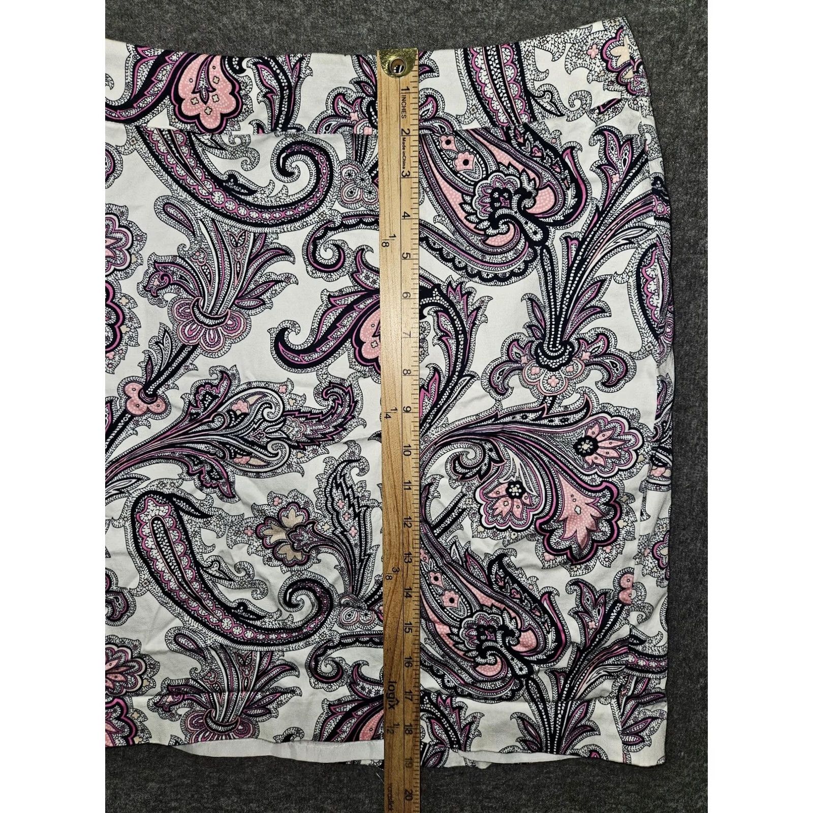 Ann Taylor Ann Taylor Skirt Womens 2P Petite Multicolor Paisley Stretch Lined Career Pencil 19in Waist 14in Zip Size 26" / US 2 / IT 38 - 6 Thumbnail