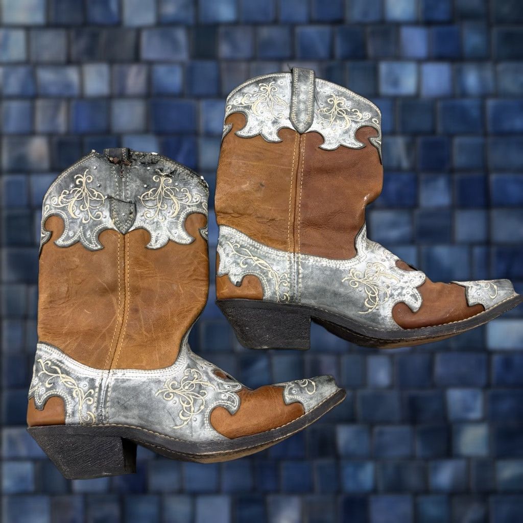 Vintage VINTAGE Rockin Country Women’s Boots Western Cowboy Leather 11M Brown Mid-Calf Leather 42 US 11 Womens - RIP TEAR Size US 11 / IT 41 - 1 Thumbnail