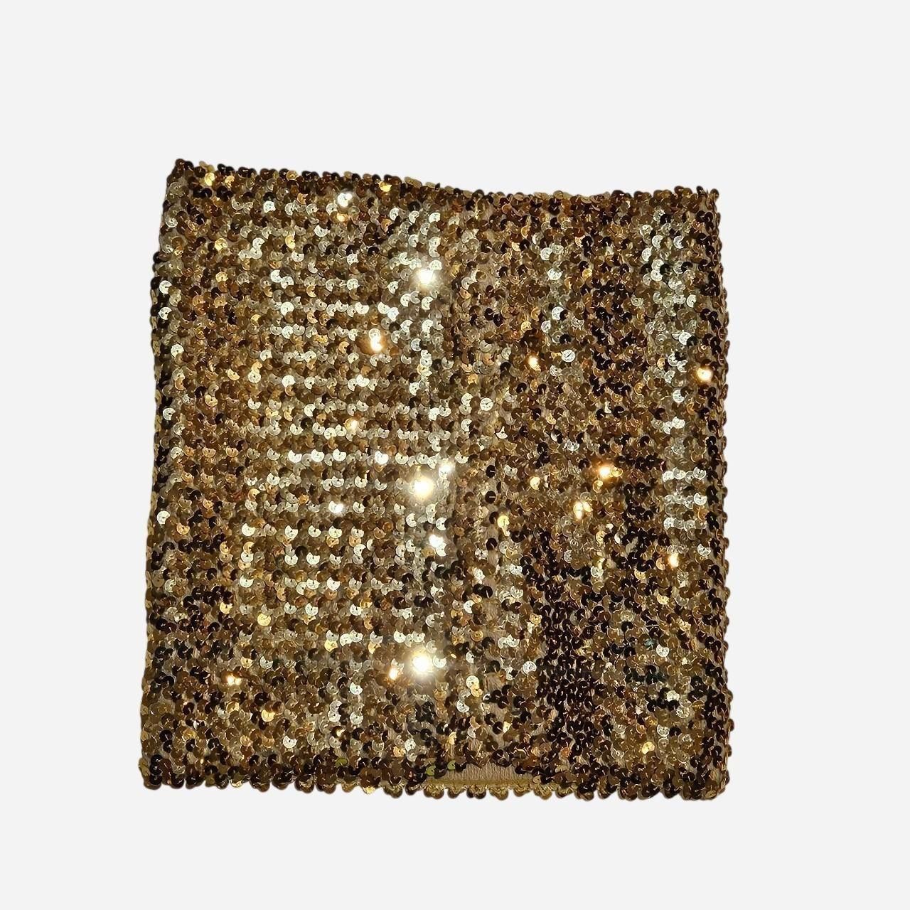 Vintage vintage boho festival gold sequin disco strapless tube top Size S / US 4 / IT 40 - 2 Thumbnail