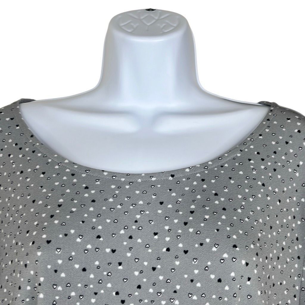 Other Adrianna Papell Womens 2X Gray Black Heart Print Blouse Size XXL / US 16-18 / IT 52-54 - 3 Thumbnail