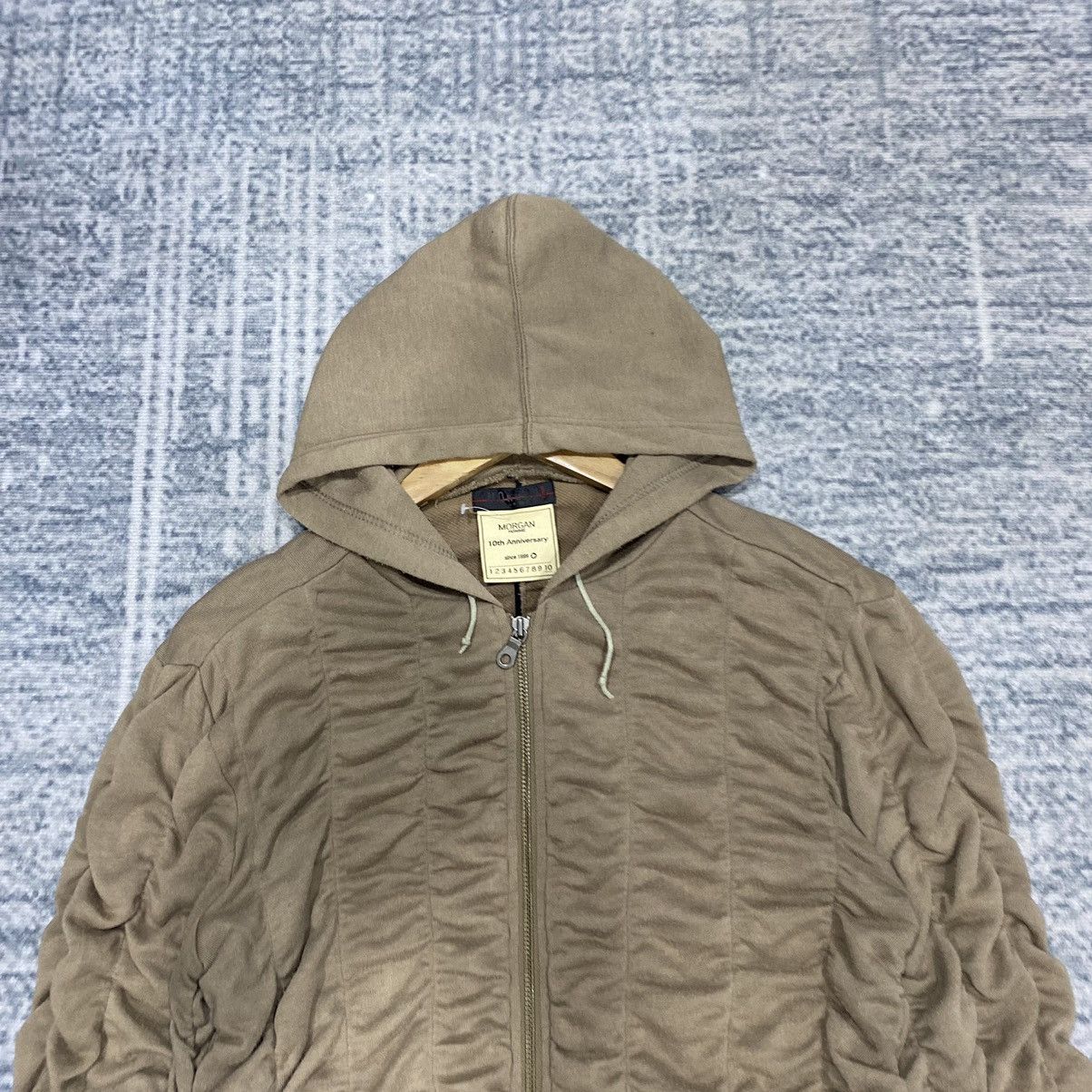 Designer × Japanese Brand × Morgan Homme 🚨FINAL DROP🚨Morgan Homme Pleated Ribbon Unique Zipper Hoodie Size US M / EU 48-50 / 2 - 5 Thumbnail