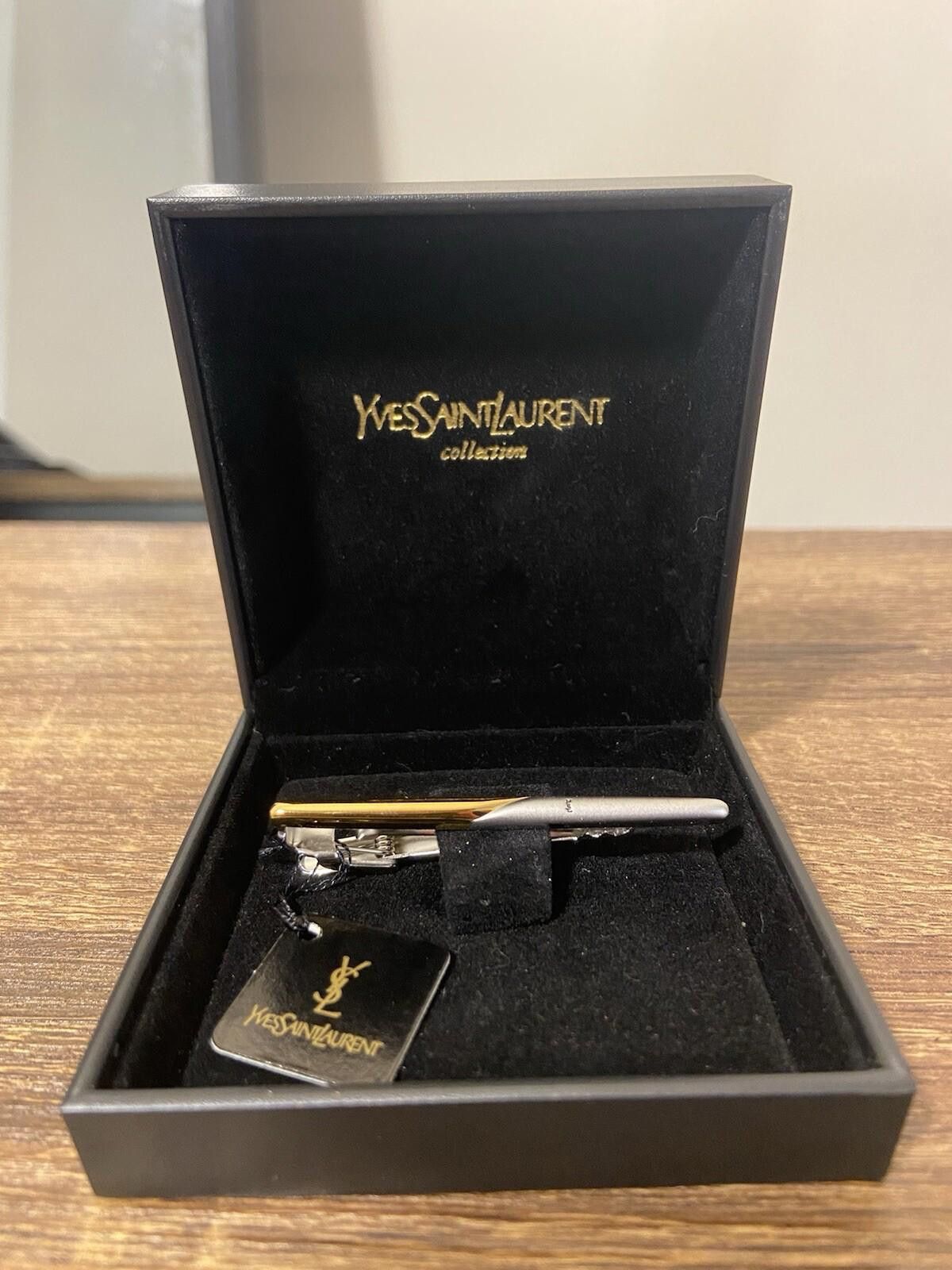 Saint Laurent Paris YSL black saffiano leather cigarette case + tie bar set of 2 Size ONE SIZE - 10 Thumbnail