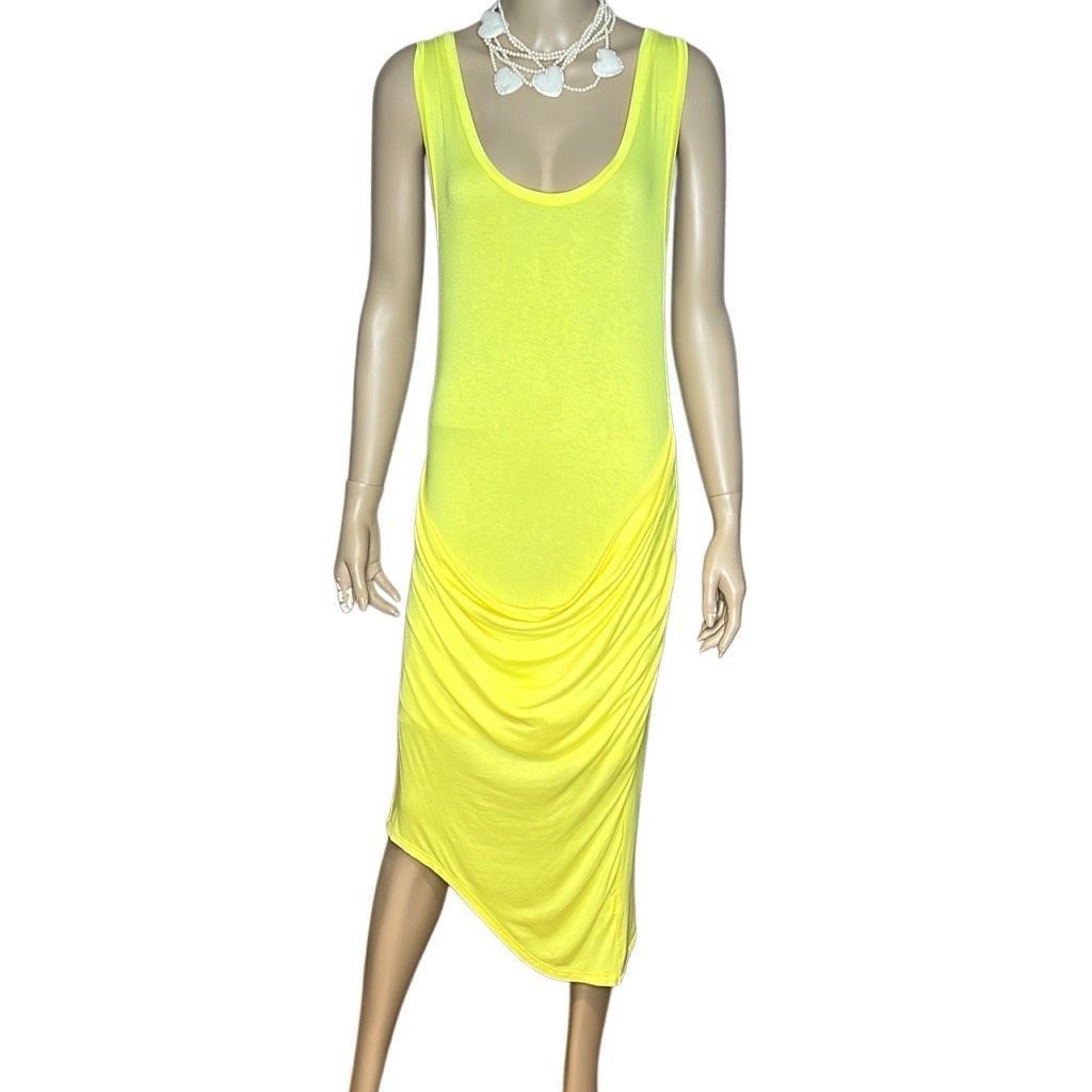 Drake NWT Kimberly Ovitz Yellow Drape Midi Dress (016) Size S / US 4 / IT 40 - 1 Thumbnail