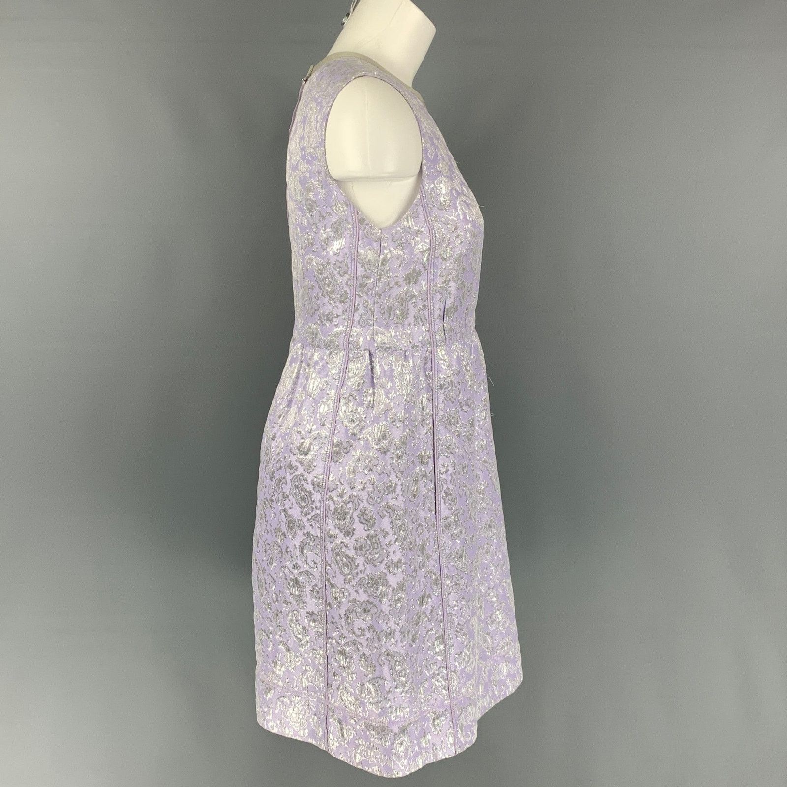 Marc Jacobs Size 6 Lavender & Silver Acetate Blend Jacquard Sheath Dress Size M / US 6-8 / IT 42-44 - 3 Thumbnail