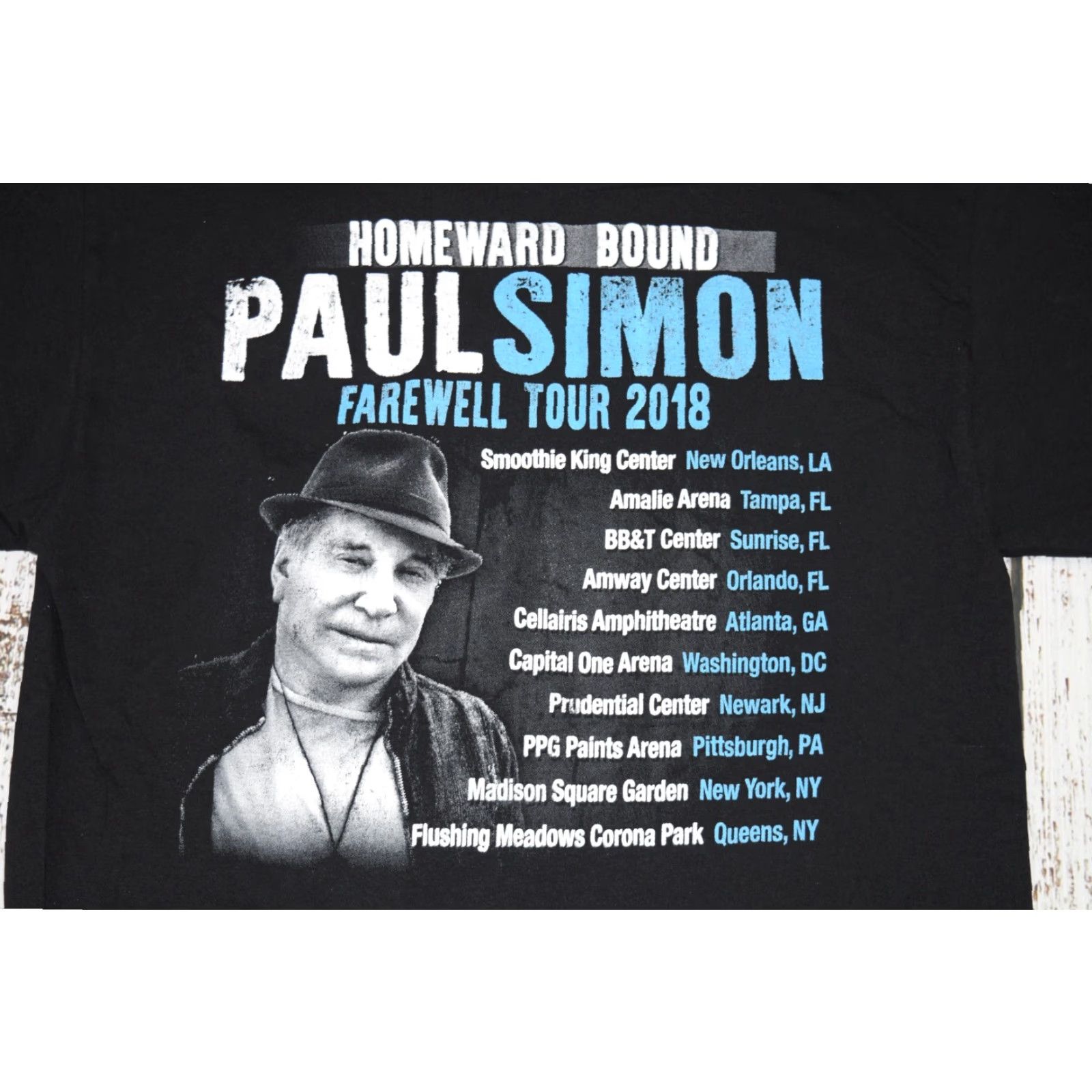 Fruit Of The Loom VINTAGE Paul Simon Homeward Bound Farewell Tour Black T-Shirt Mens Medium Black Knit Cotton Double-Sided 90s Concert Theme PAUL SIMON Mens Size US M / EU 48-50 / 2 - 5 Thumbnail