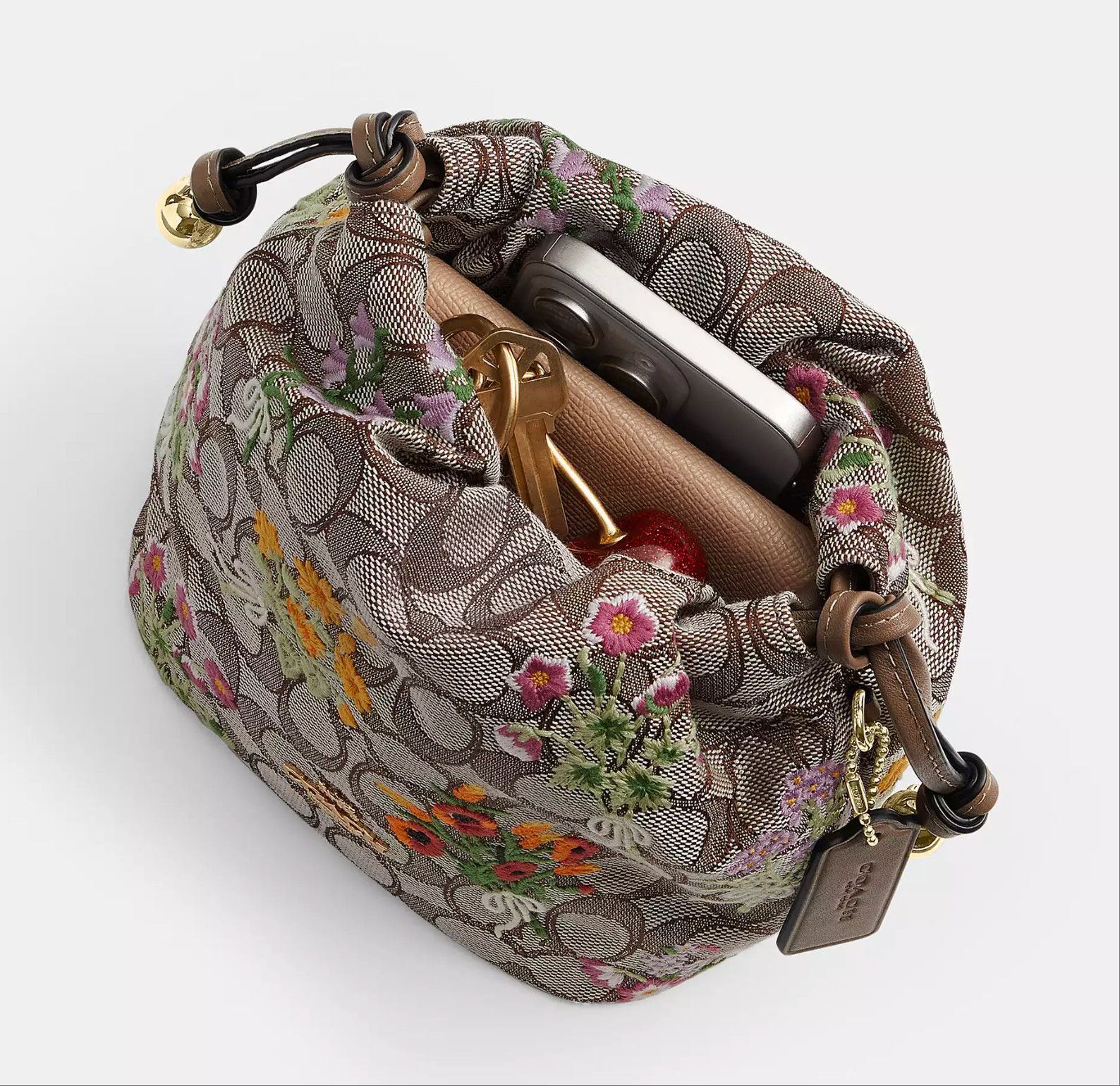 Coach Faye Mini Drawstring Bag Floral Embroidery CDZ94 Size ONE SIZE - 15 Thumbnail