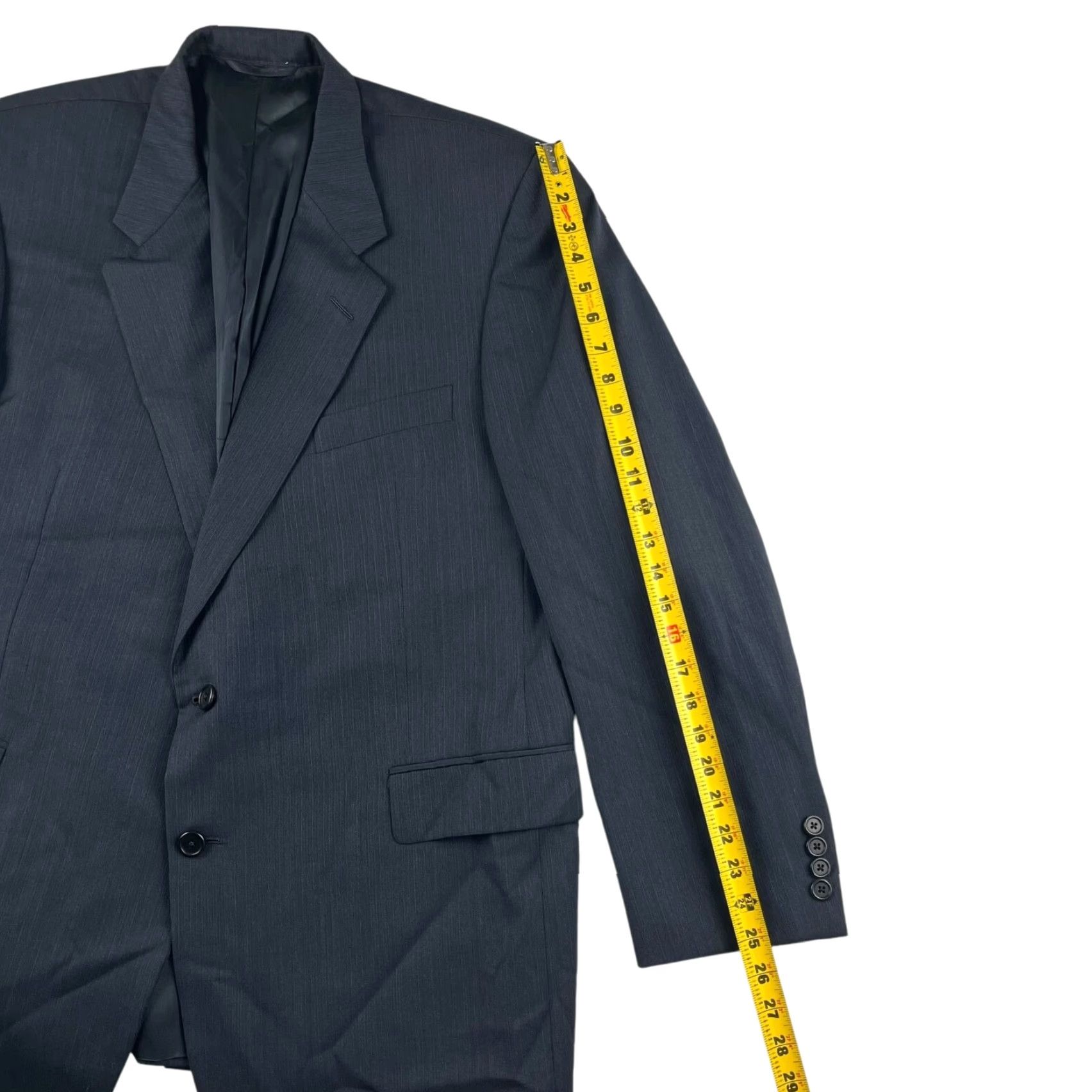 Vintage VINTAGE Hickey Freeman Men’s Blazer Jacket 46R Wool Blue/Gray Two-Button 2-Button Single-Vented Notch Lapel Mens Size 46R - 6 Thumbnail