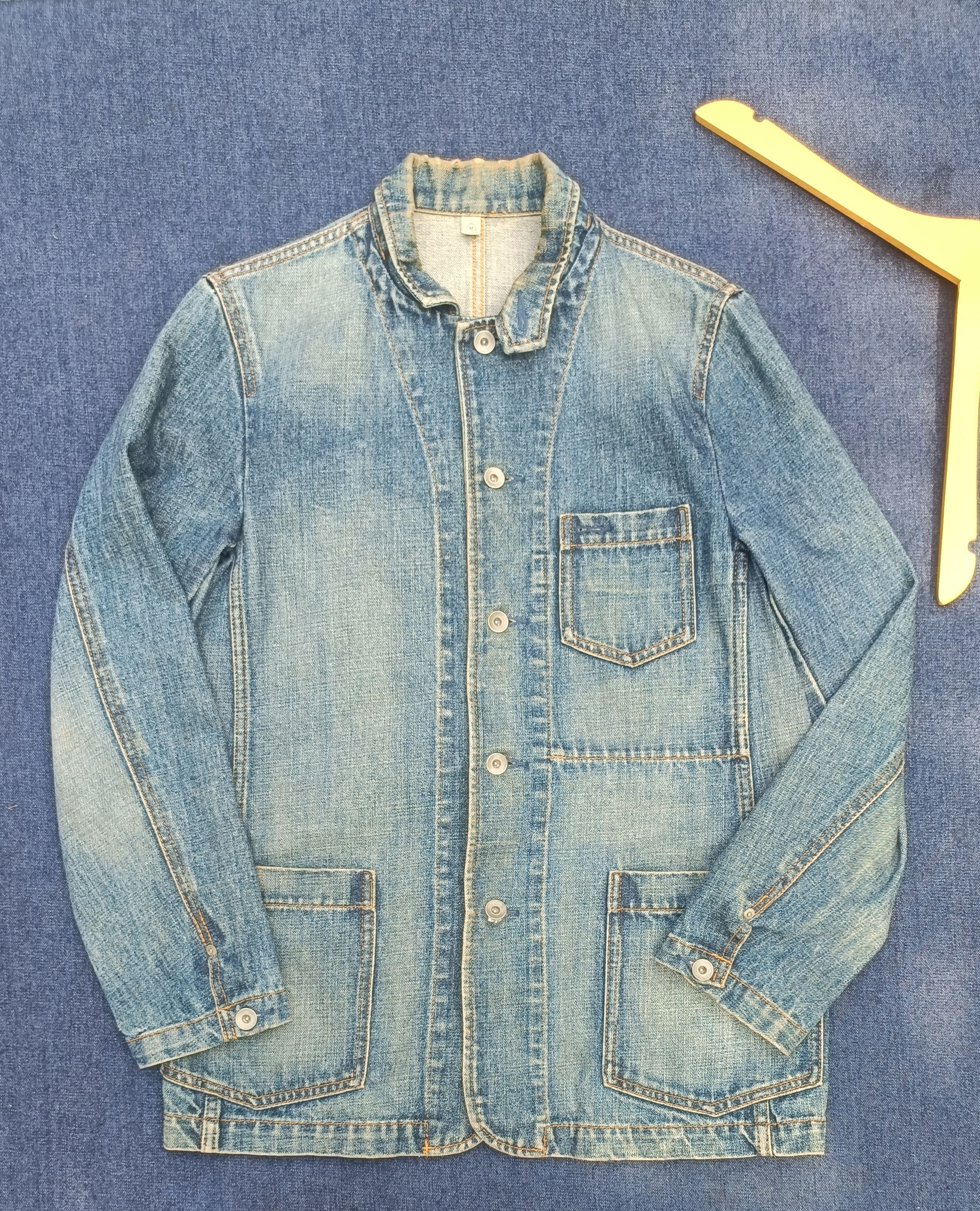 Uniqlo × Vintage Vtg uniqlo disstresed chore Coat denim jacket Size US M / EU 48-50 / 2 - 2 Thumbnail