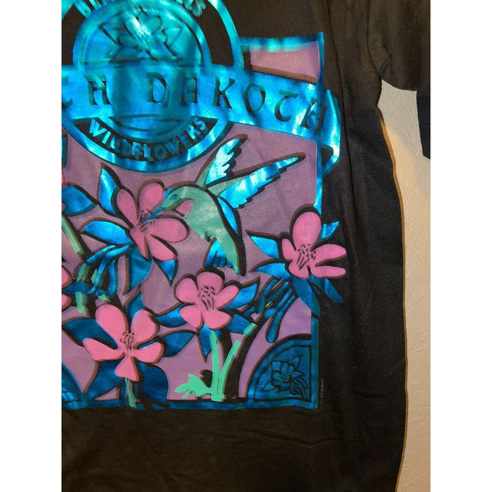 Jerzees Vintage South Dakota Black Hill Flower Floral S Black Shirt Size US S / EU 44-46 / 1 - 5 Thumbnail