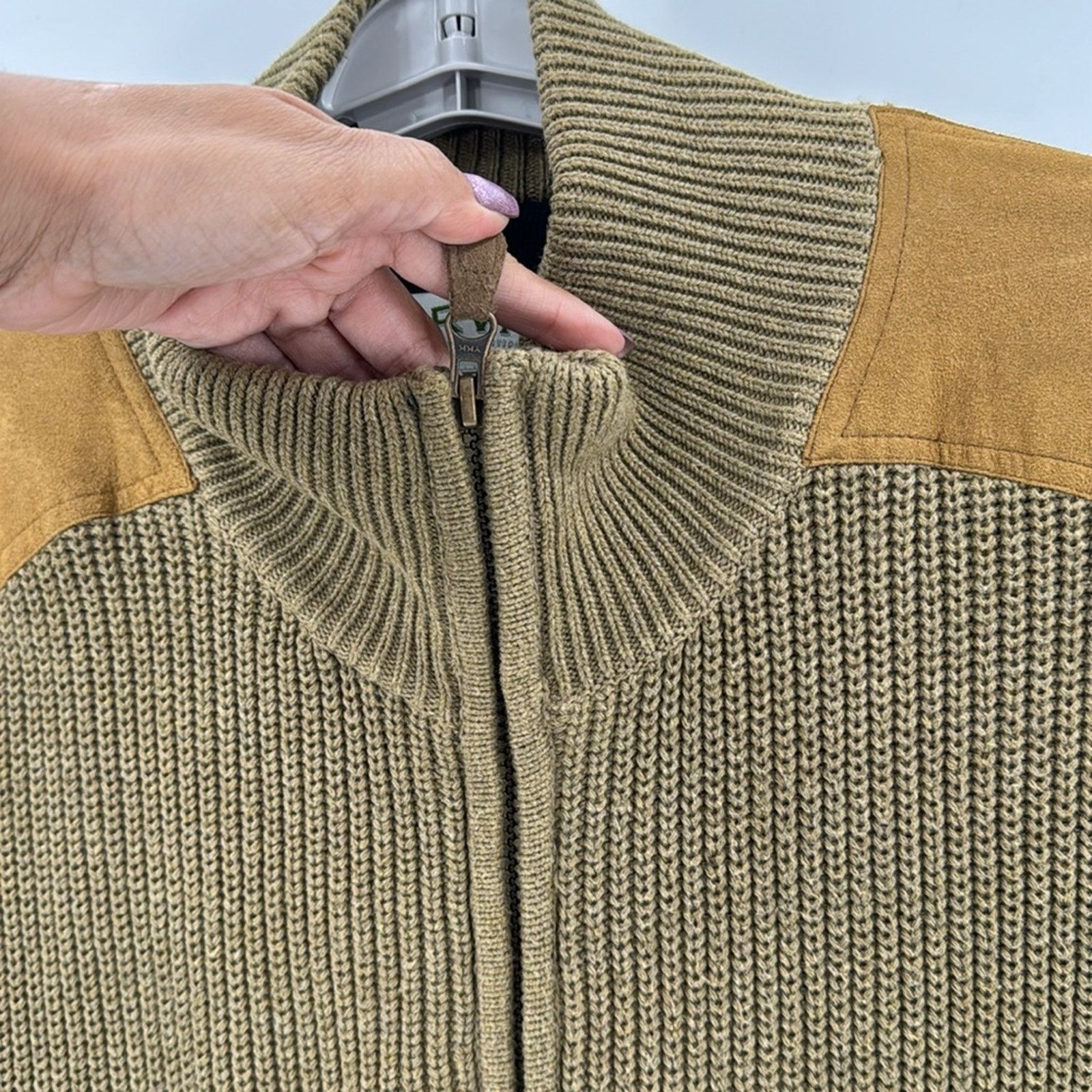 Orvis Vintage Orvis Full Zip Sweater Jacket Suede Leather sizer XL Size US XL / EU 56 / 4 - 6 Thumbnail