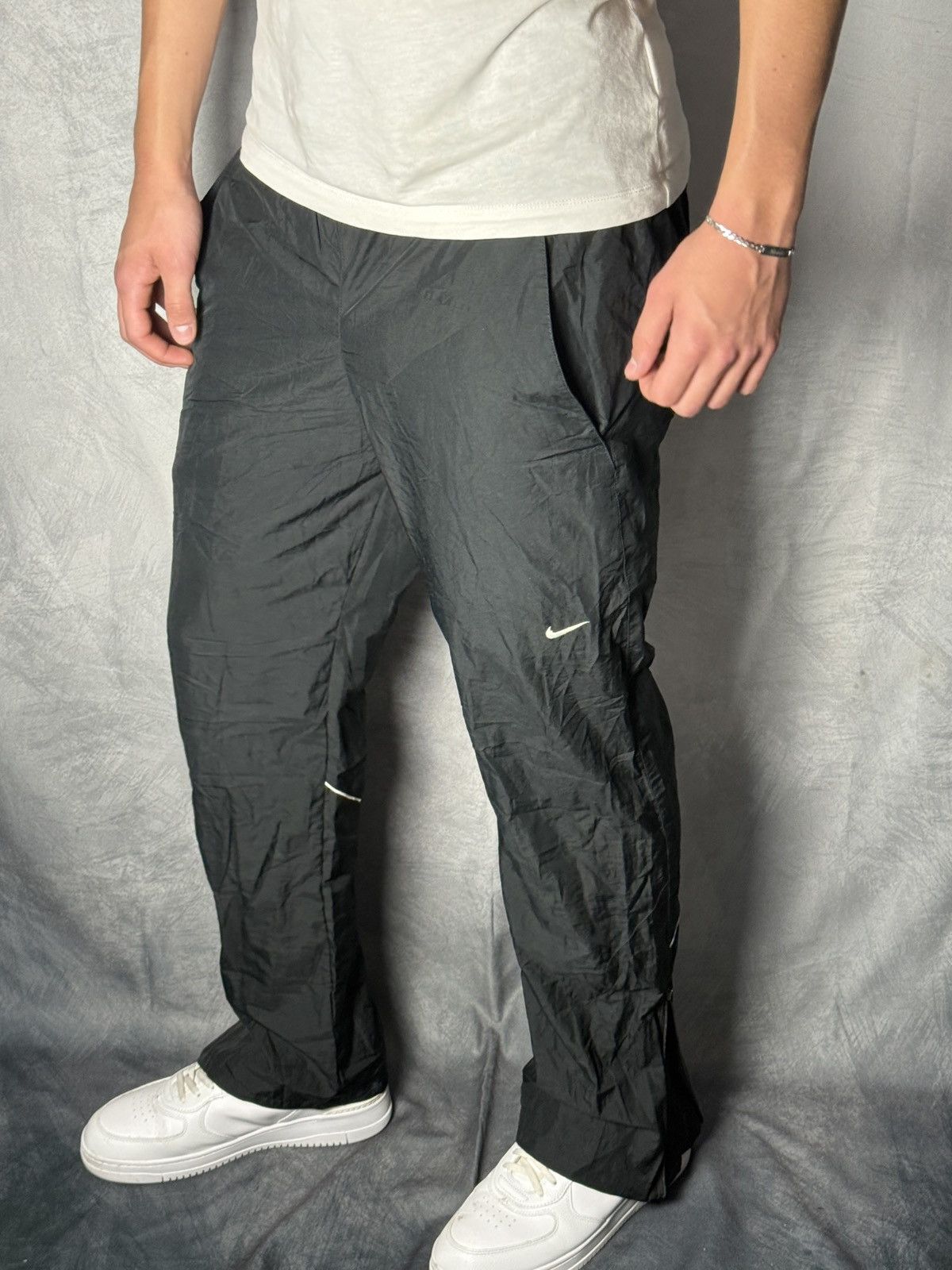 Nike Nike Vintage Black Trackpants-Reflective Zip Cuffs Y2K 90s Size US 34 / EU 50 - 1 Thumbnail