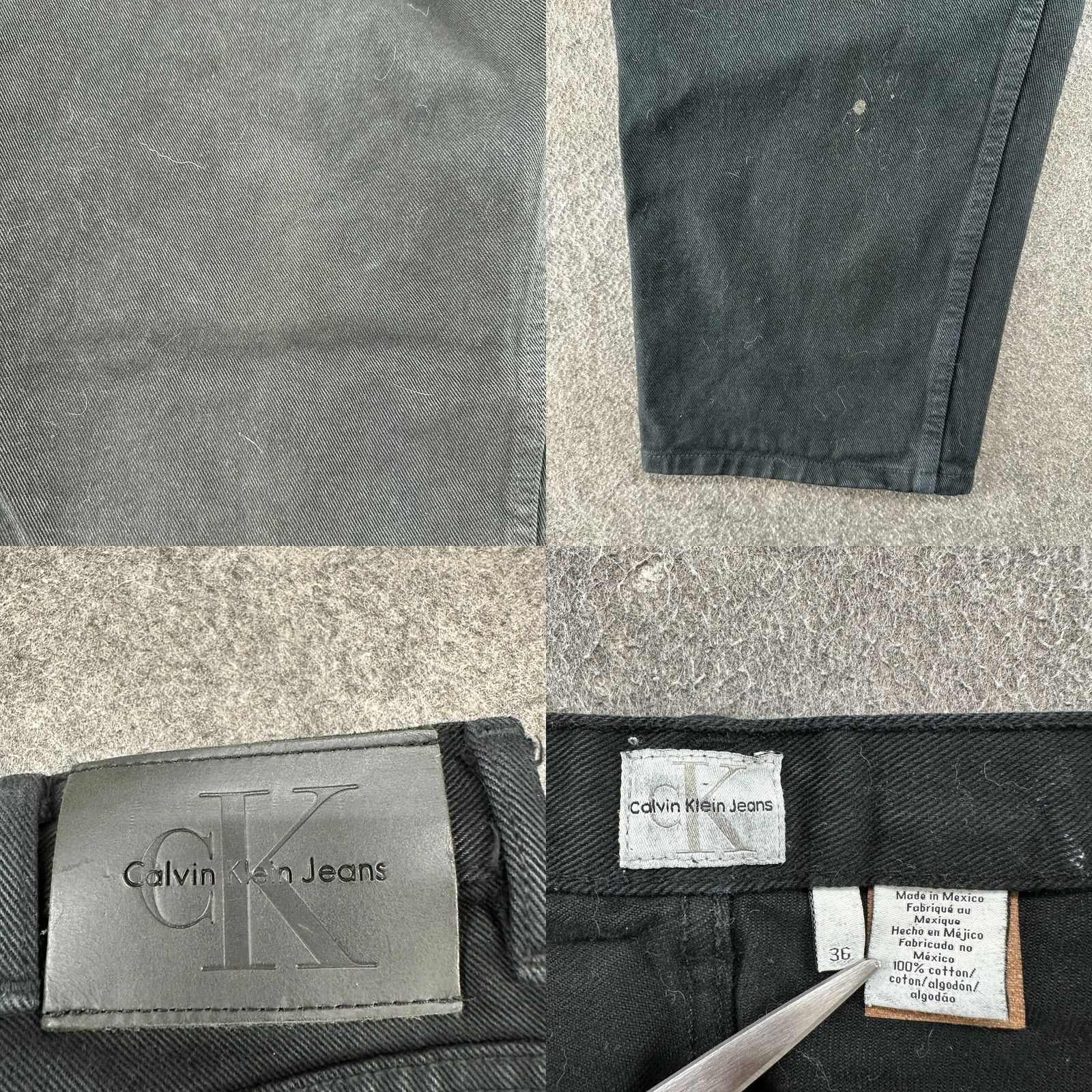 Calvin Klein VINTAGE Calvin Klein Jeans Mens 36x32 Black Relaxed Straight Dark Wash Distressed 5-Pocket Denim Jeans Baggy Y2K Mens Size US 36 / EU 52 - 8 Thumbnail