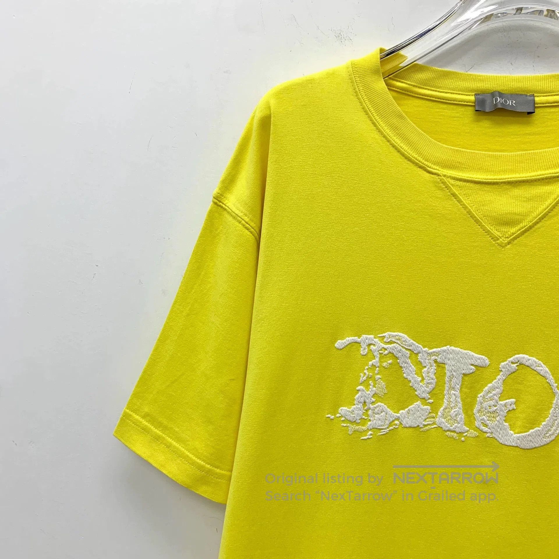 Dior dior yellow logo embroidered cotton t-shirt. Size US M / EU 48-50 / 2 - 3 Thumbnail
