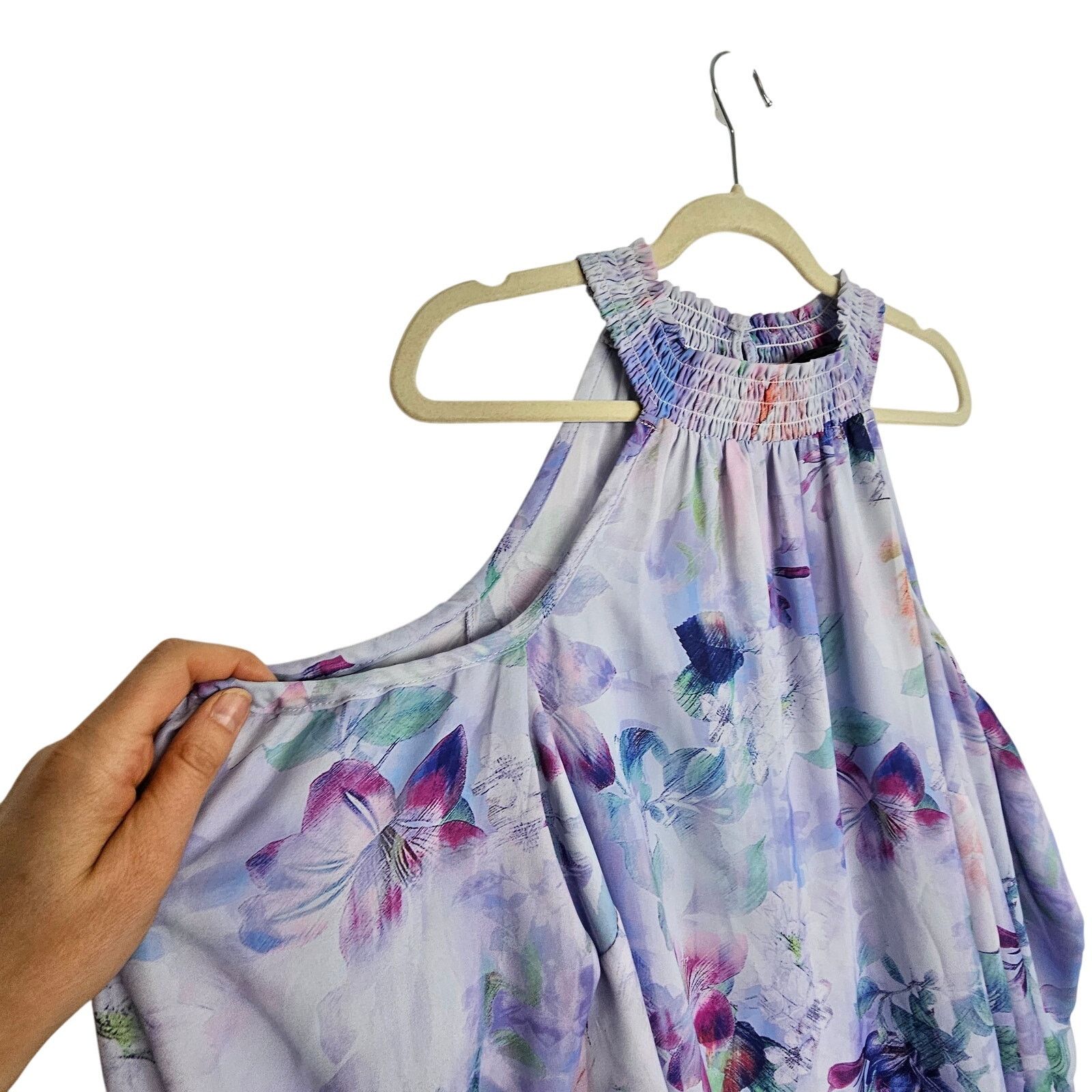 Corridor Torrid Blouse Purple Floral Print Cold Shoulder Top 1X Size XL / US 12-14 / IT 48-50 - 5 Thumbnail