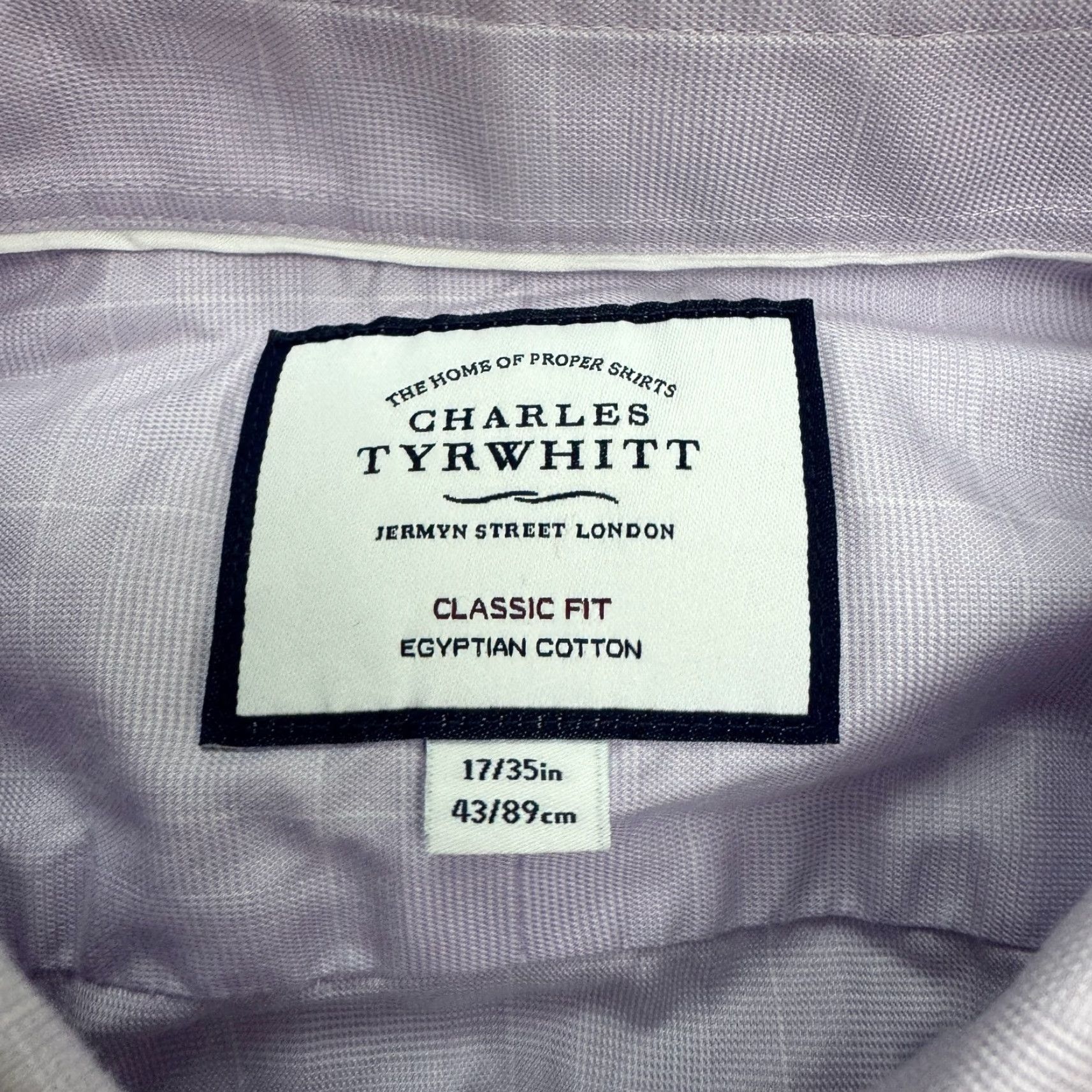 Charles Tyrwhitt Charles Tyrwhitt Dress Shirt Men 17/35 Purple Grid Check Cotton Classic Fit Shirt Long Sleeve Barrell Cuff Workplace Formal Size 46R - 7 Thumbnail