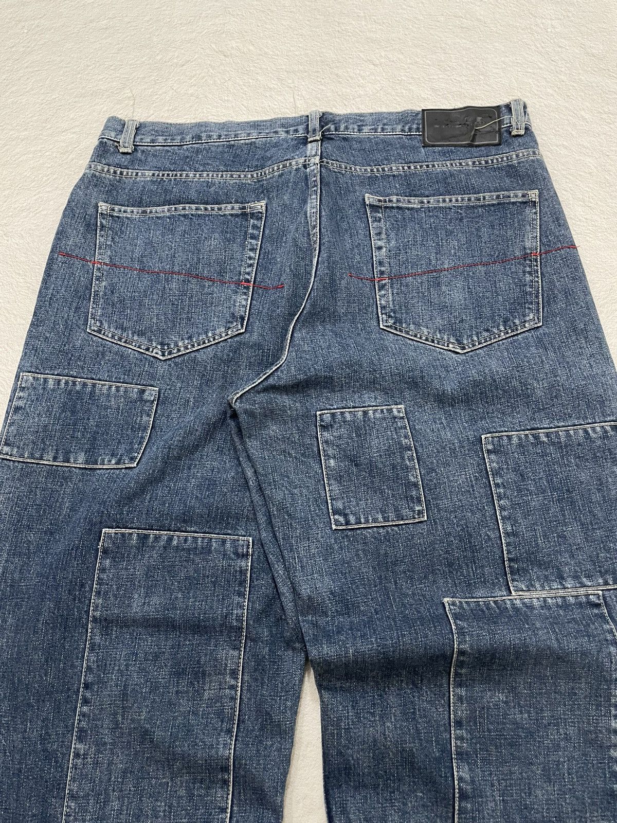 Japanese Brand 2000s Brotherhood Patchwork Wide Leg Jeans Y2K Distressed Size US 38 / EU 54 - 4 Thumbnail