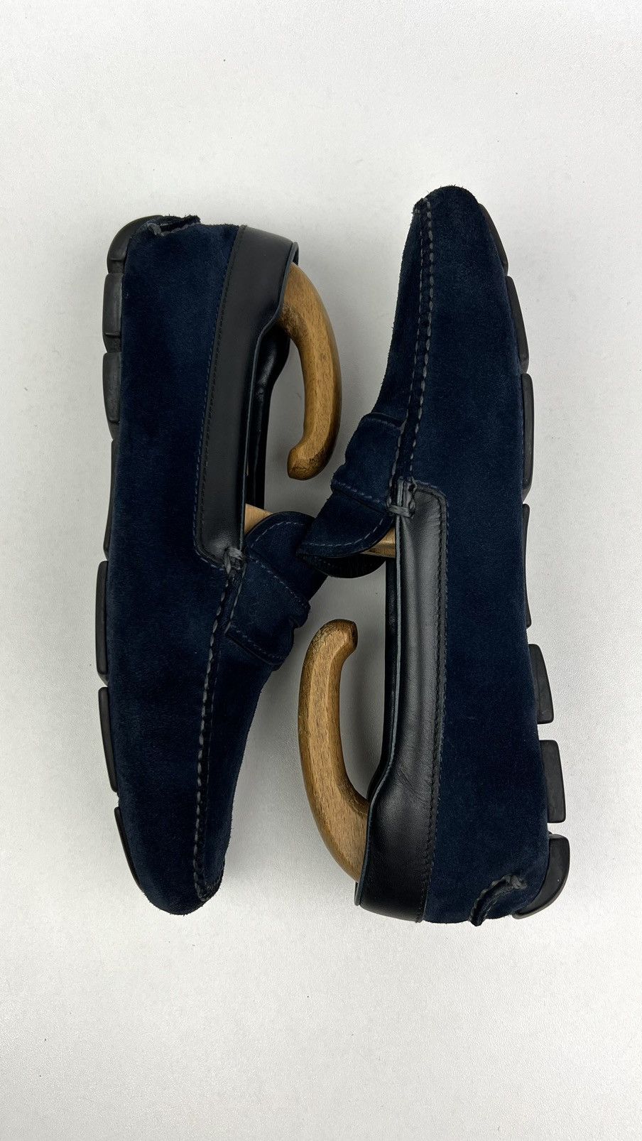 Prada PRADA Loafers Suede Penny Shoes Logo Dark Blue Men’s 2DD116 Size US 8 / EU 41 - 9 Thumbnail