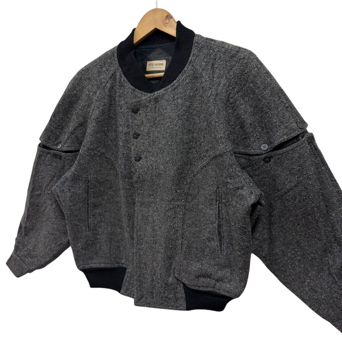 Tete Homme Vtg 90s TETE HOMME Katoh Kazutaka Wool Bomber Jacket Size US XL / EU 56 / 4 - 3 Thumbnail
