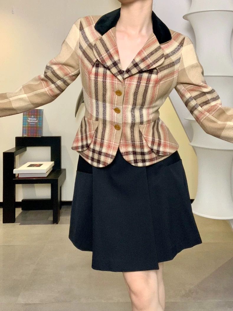 Vivienne Westwood Silk velvet plaid suit jacket