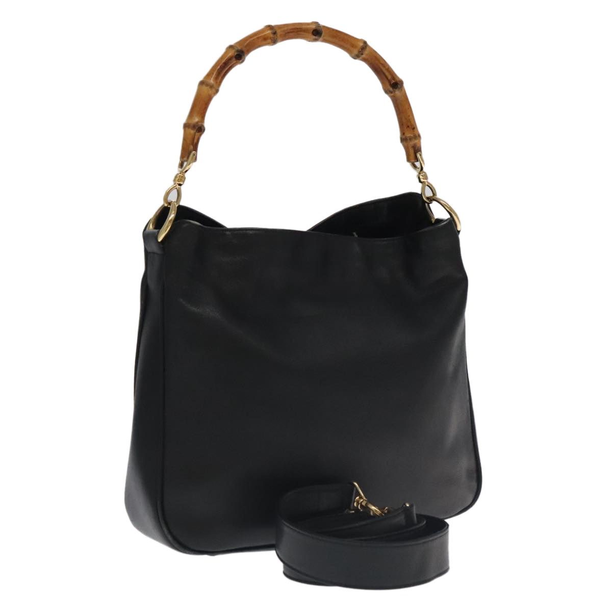 Gucci GUCCI Bamboo Hand Bag Leather Black Gold 001 3754 001 3754 Size ONE SIZE - 1 Thumbnail