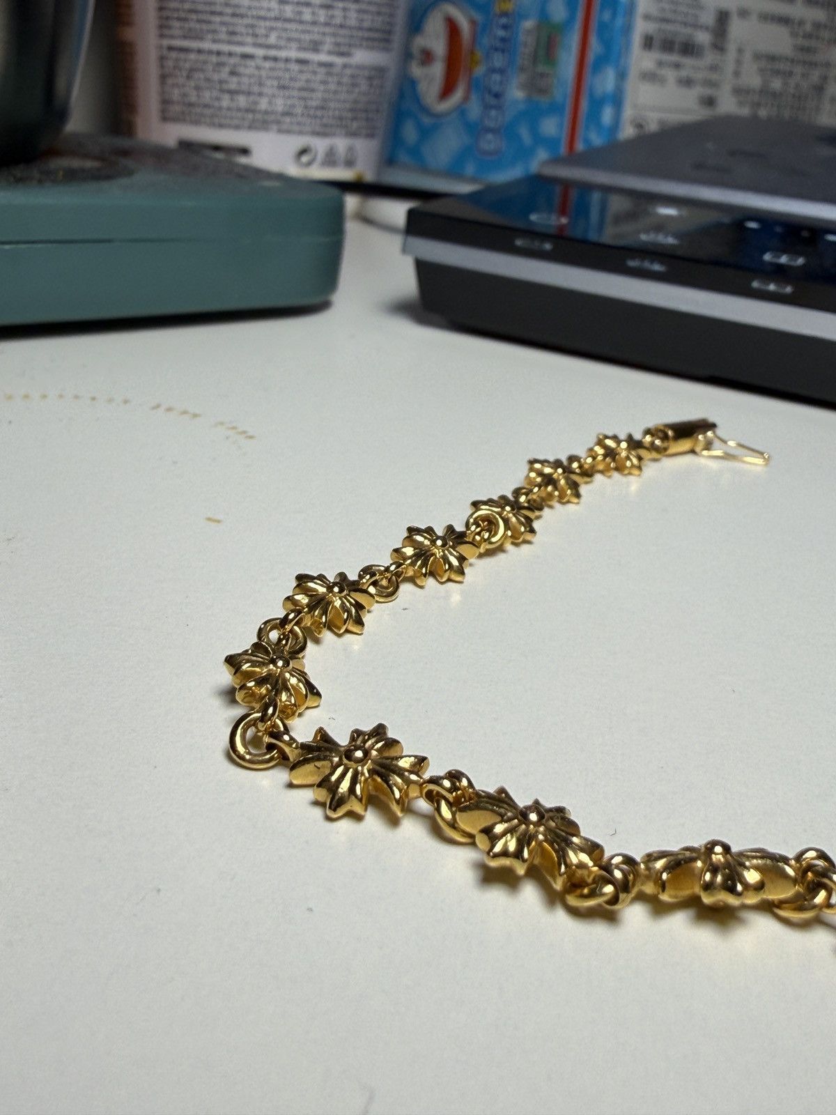 Chrome Hearts Chrome Hearts Gold Tiny E Cross Plus Bracelet Logo small Size ONE SIZE - 12 Thumbnail