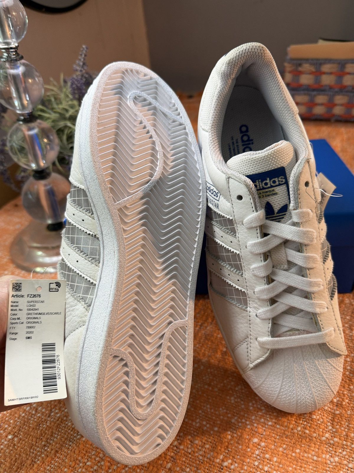 Adidas White On Blue Adidas Superstar Sample size 9 new Size US 9 / EU 42 - 12 Thumbnail