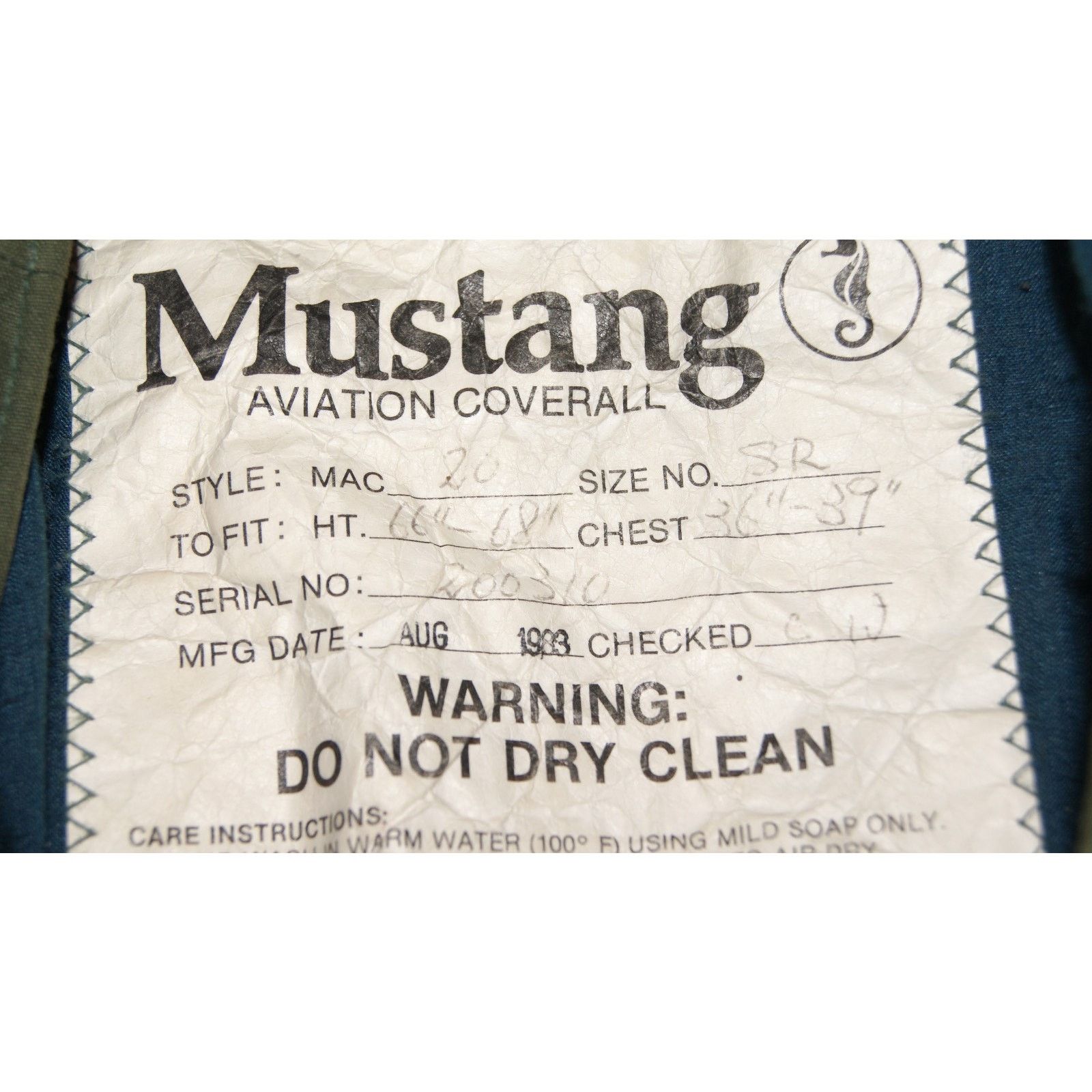 Mustang VTG Mustang Aviation Pilot Coveralls Mac-20 8R Lined Hood Size US 38 / EU 54 - 8 Thumbnail