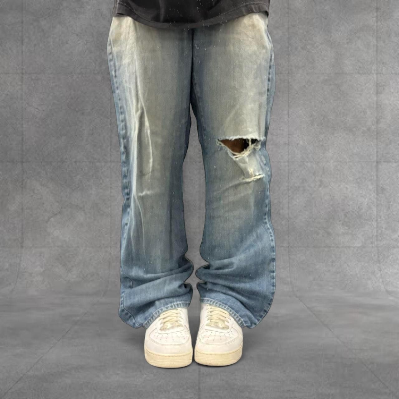 Vintage Crazy Vintage Y2K 2000s Grunge Baggy Skater Streetwear Ripped Medium Wash Denim Jeans! Size US 34 / EU 50 - 1 Thumbnail