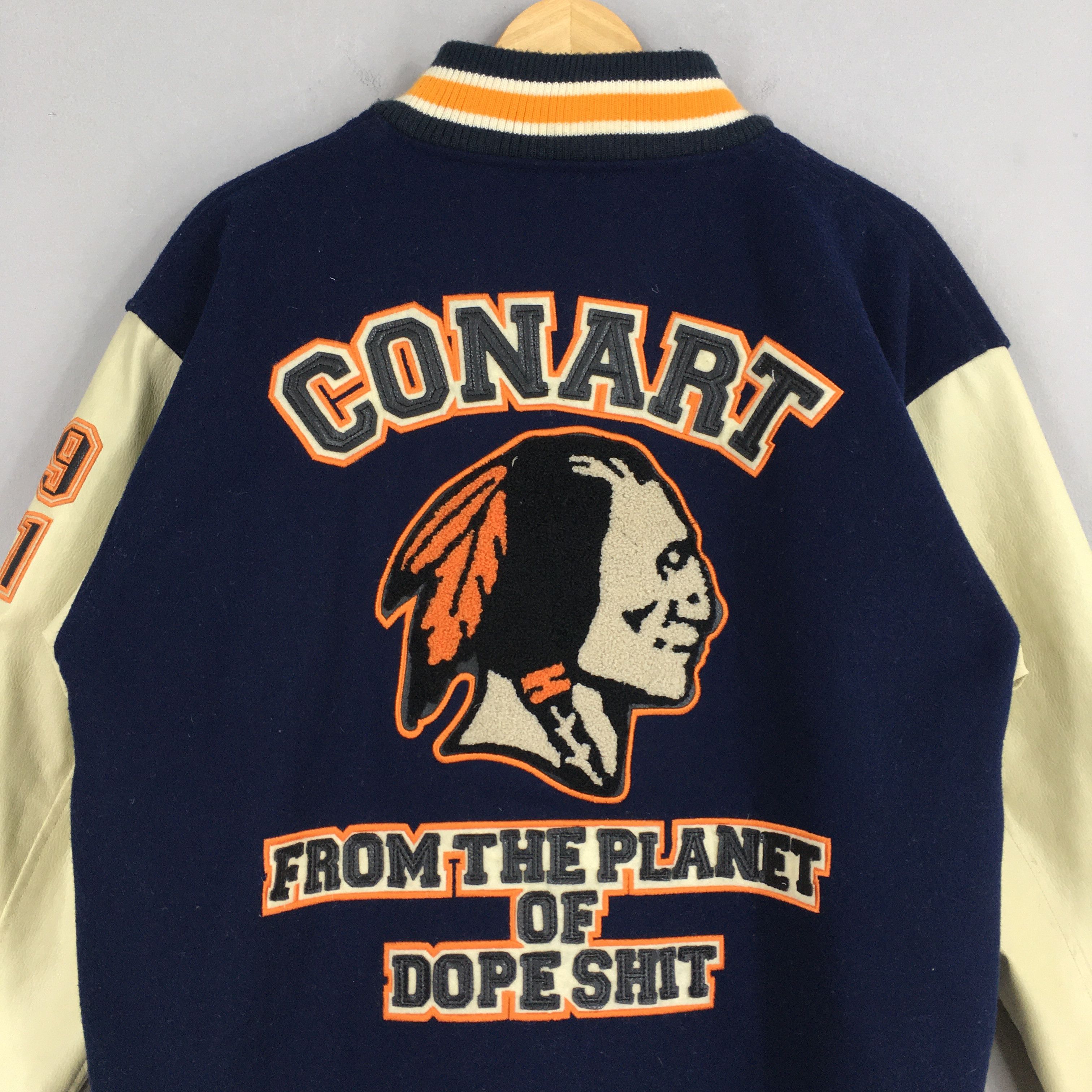 Vintage Vintage 90s Conart Varsity Leather Jacket Medium Size US M / EU 48-50 / 2 - 2 Thumbnail
