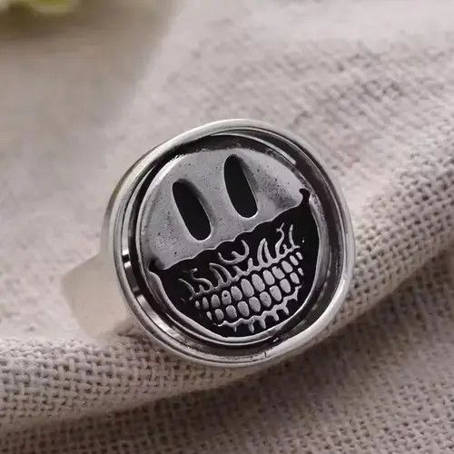 Ring Of Fire Flip Smiley Face Devil Adjustable Ring Size ONE SIZE - 3 Thumbnail